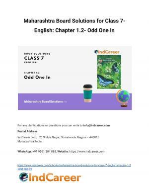 Maharashtra Board Solutions for Class 7- English: Chapter 1.2- Odd One In