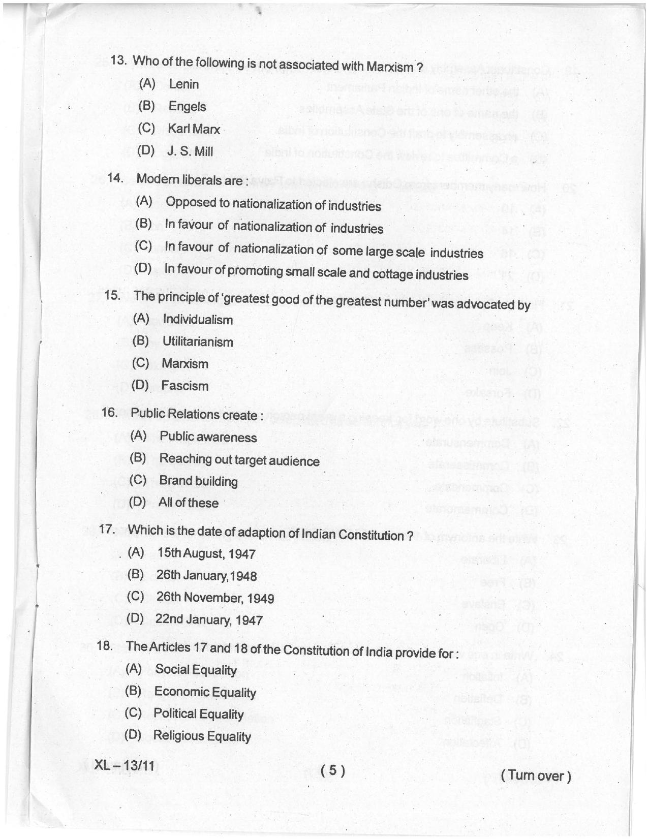 Odisha CPET 2021 JOURNALISM & MC Question Paper - Page 4