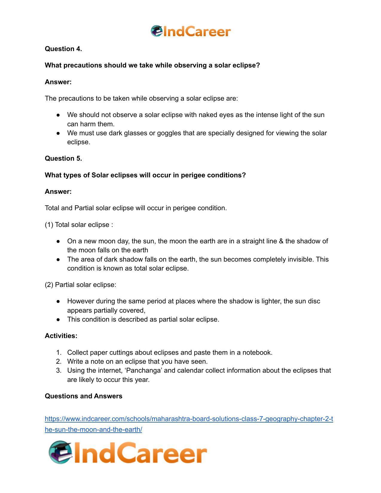 Maharashtra Board Solutions Class 7-Geography: Chapter 2- The Sun, the Moon and the Earth - Page 8
