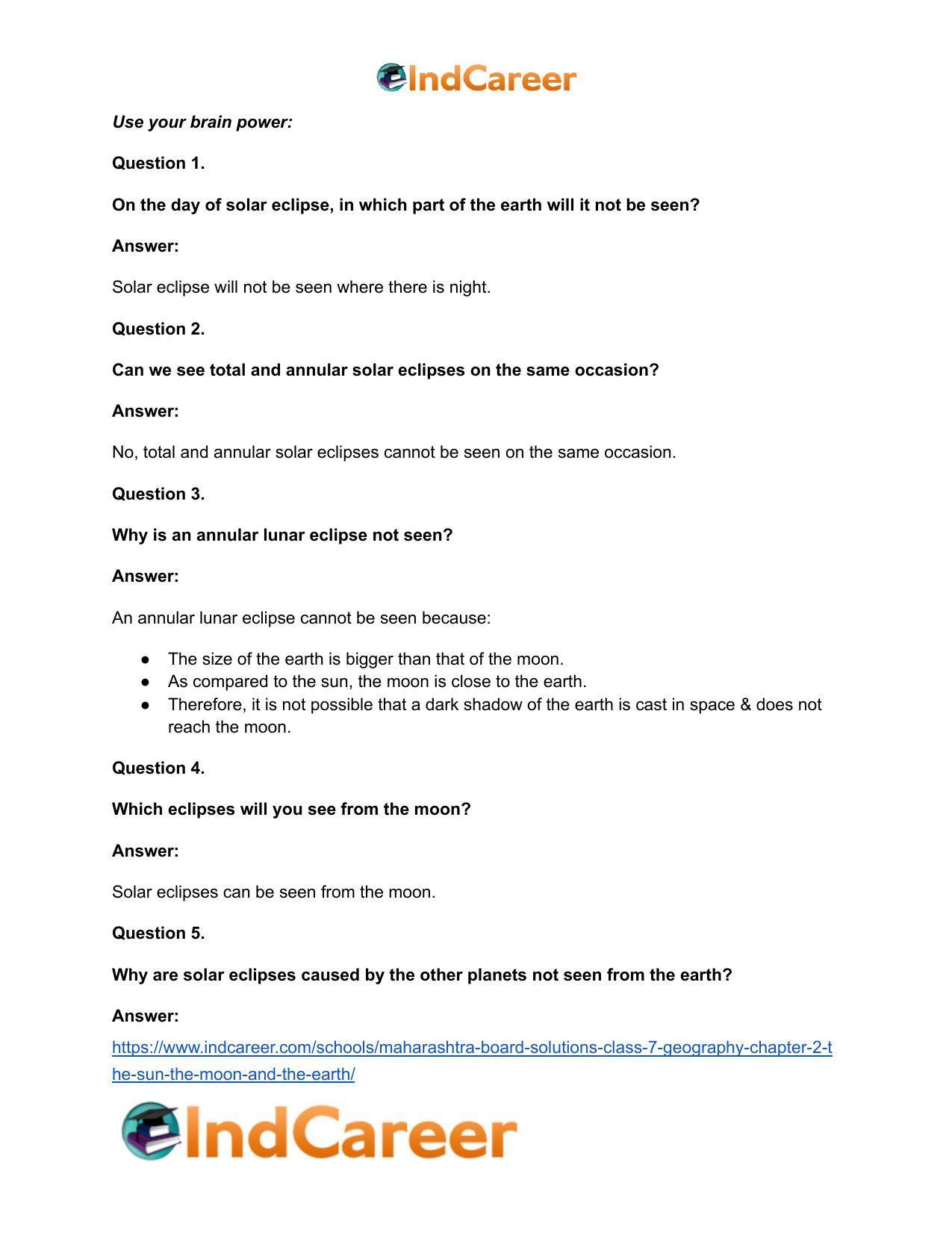 Maharashtra Board Solutions Class 7-Geography: Chapter 2- The Sun, the Moon and the Earth - Page 9