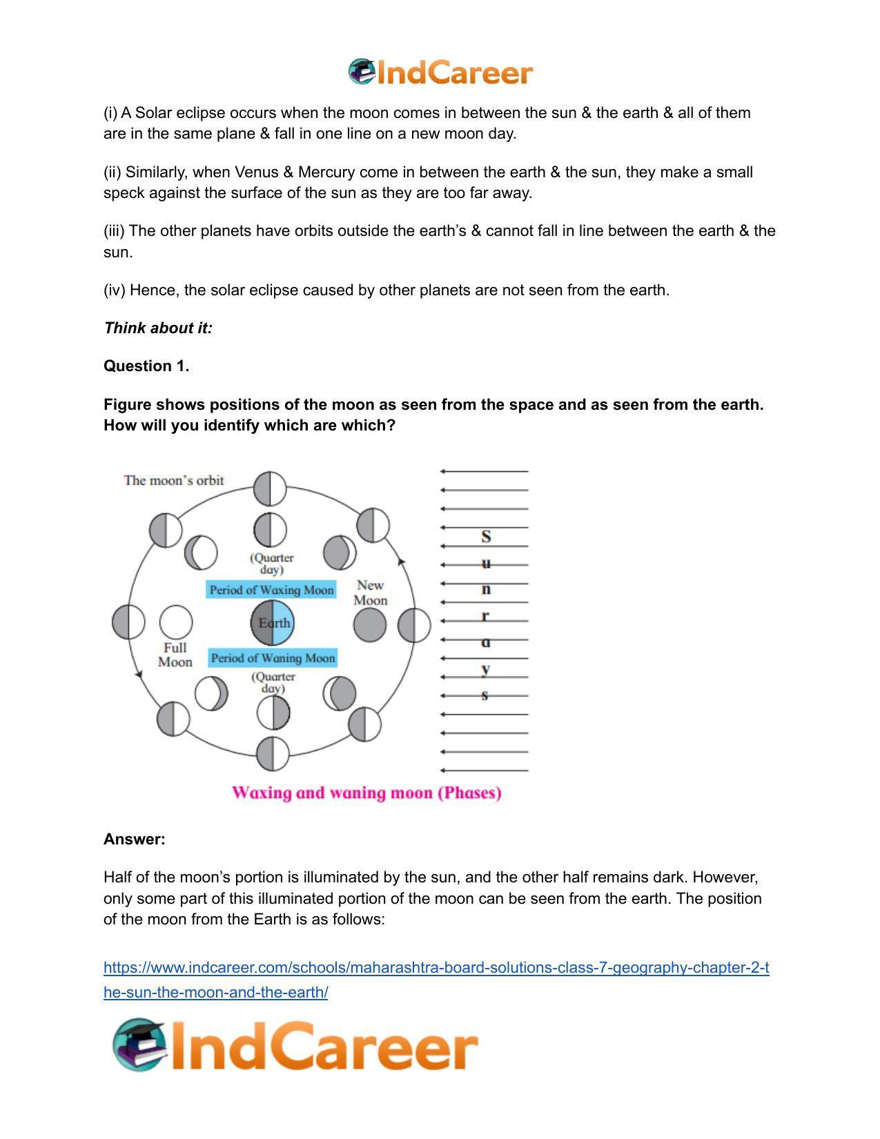 Maharashtra Board Solutions Class 7-Geography: Chapter 2- The Sun, the Moon and the Earth - Page 10