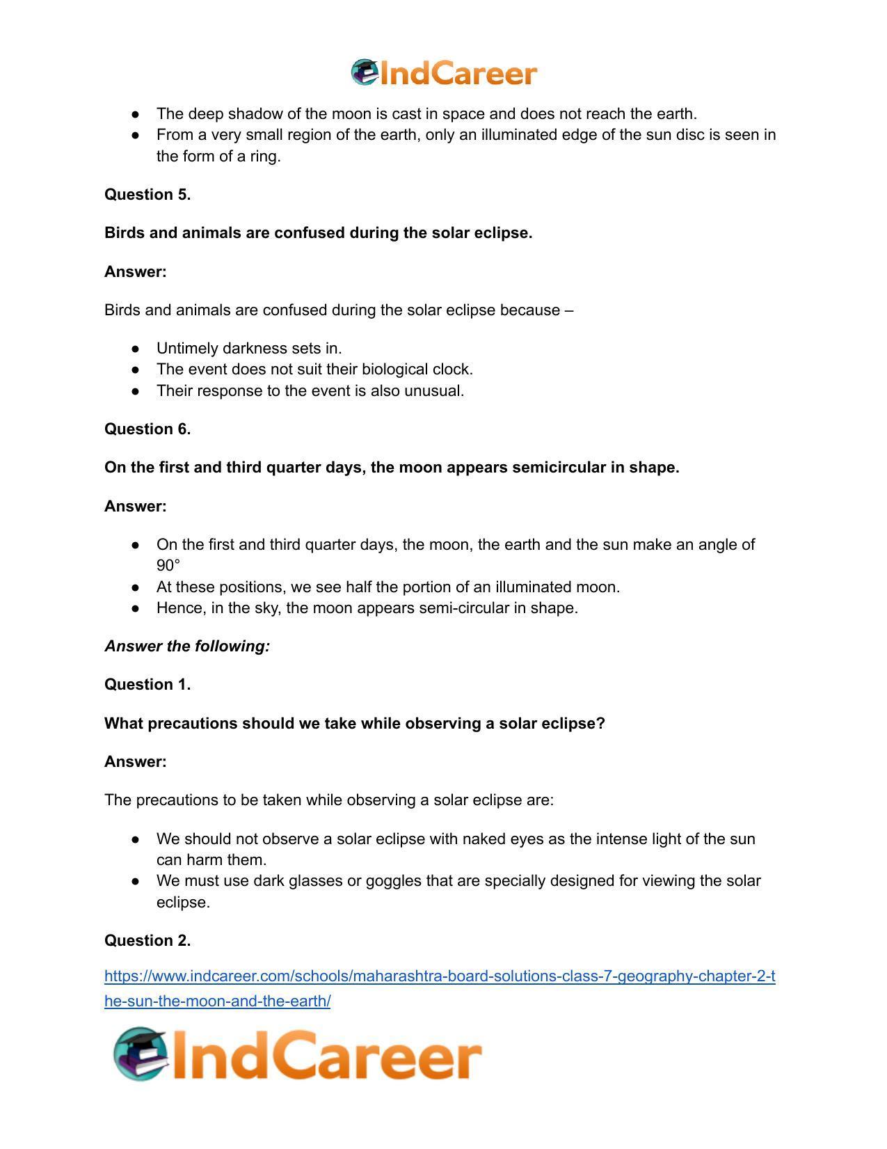 Maharashtra Board Solutions Class 7-Geography: Chapter 2- The Sun, the Moon and the Earth - Page 22