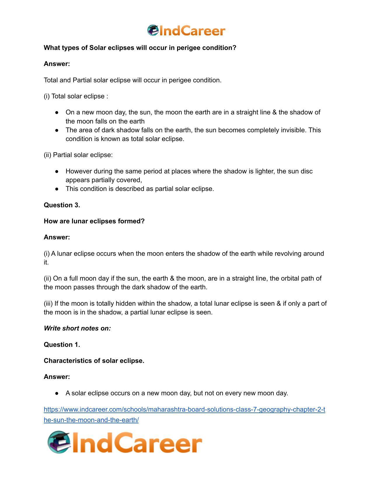 Maharashtra Board Solutions Class 7-Geography: Chapter 2- The Sun, the Moon and the Earth - Page 23