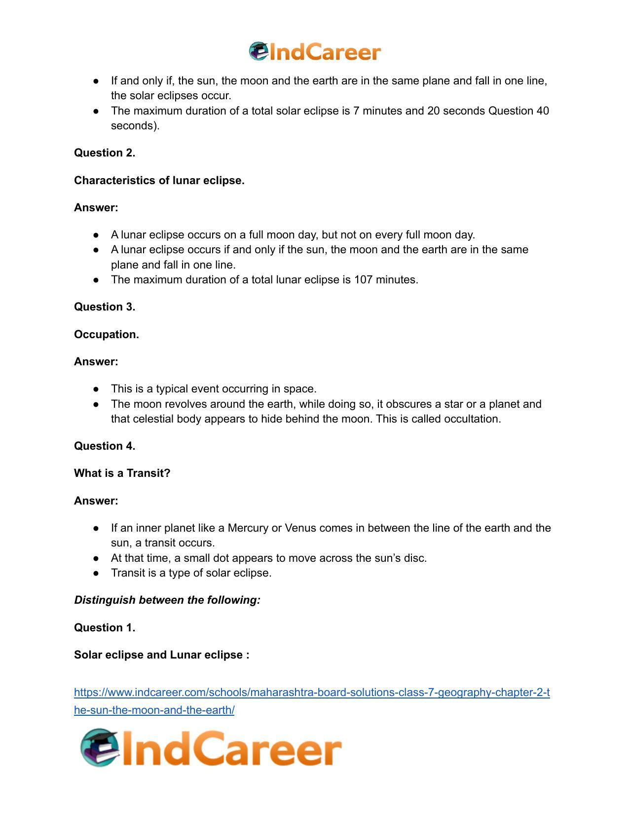 Maharashtra Board Solutions Class 7-Geography: Chapter 2- The Sun, the Moon and the Earth - Page 24