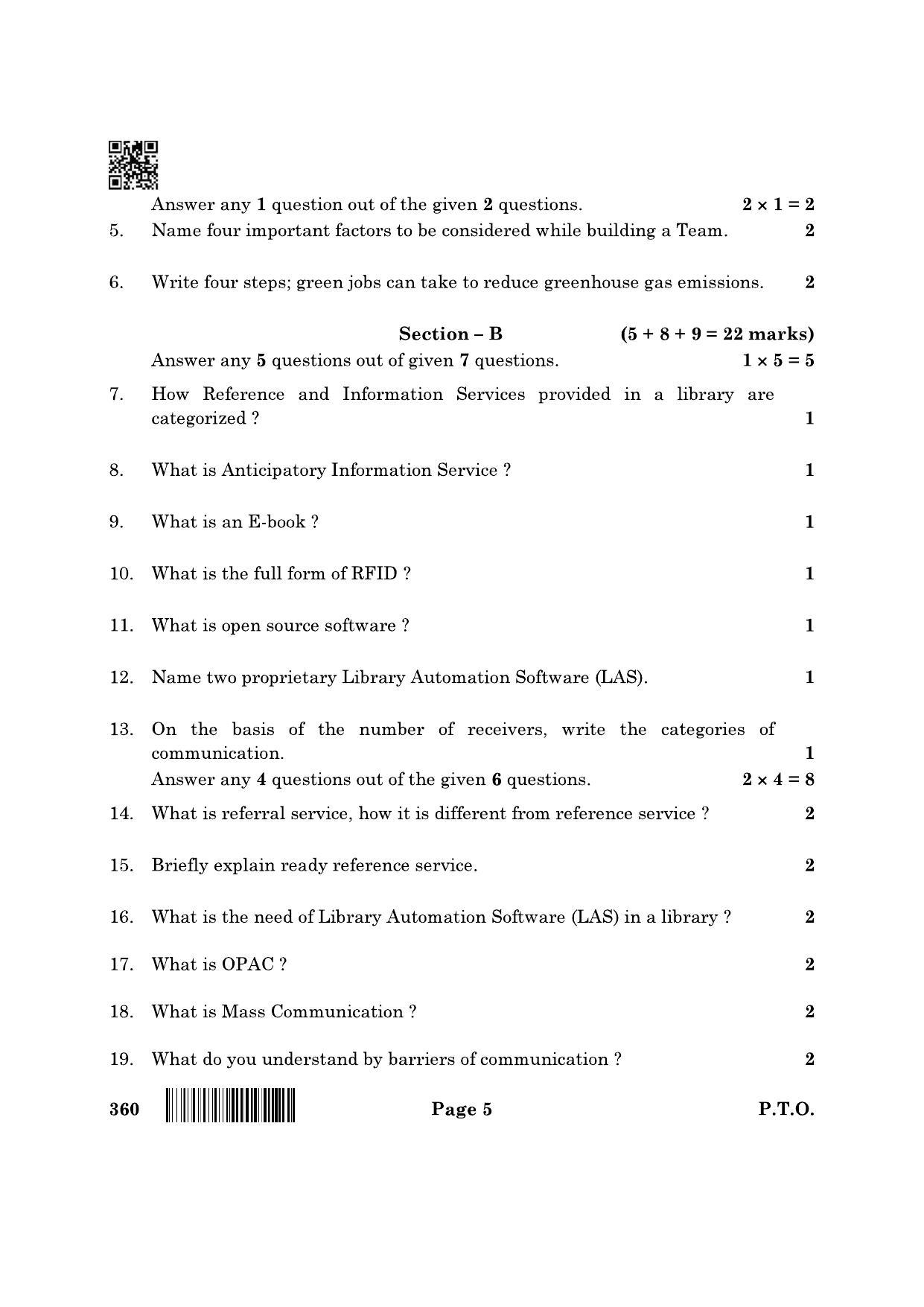 CBSE Class 12 360 Library And Information Science 2022 Question Paper - Page 5
