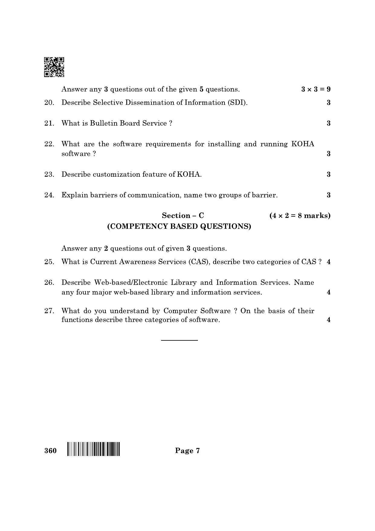 CBSE Class 12 360 Library And Information Science 2022 Question Paper - Page 7