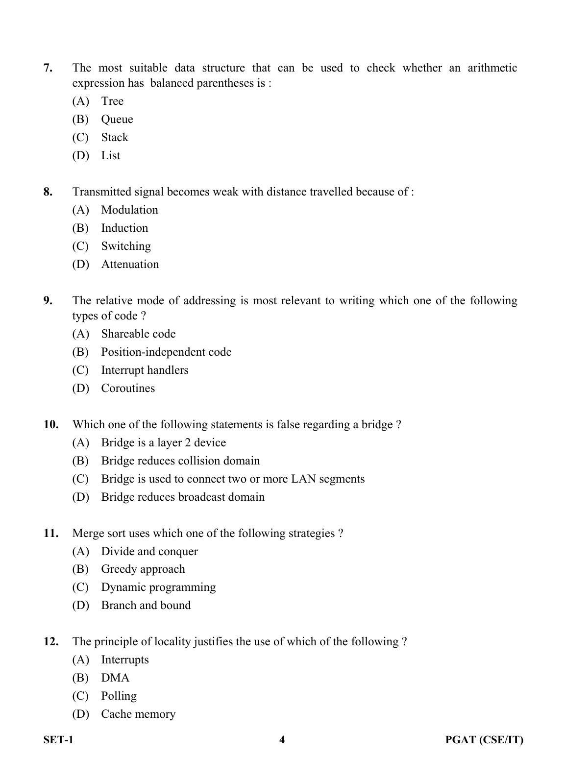 OJEE PGAT 2013 CSE IT SET 1 Question Paper - Page 3