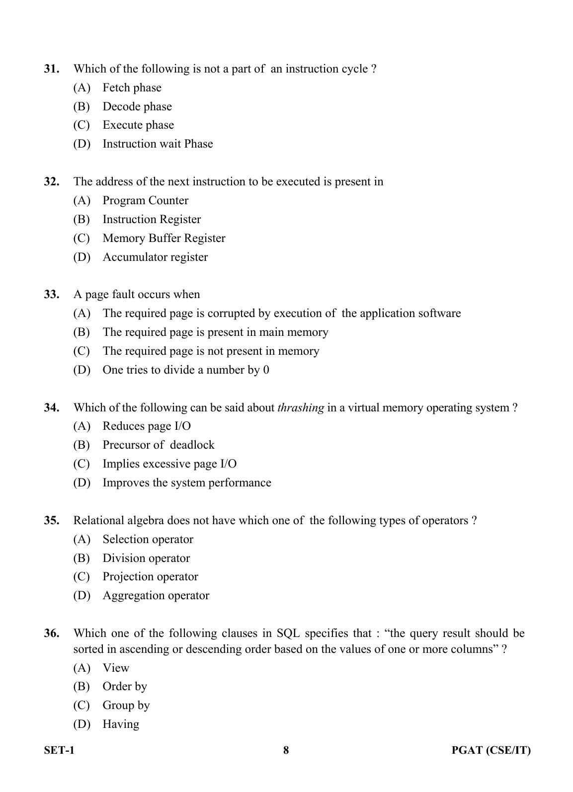 OJEE PGAT 2013 CSE IT SET 1 Question Paper - Page 7
