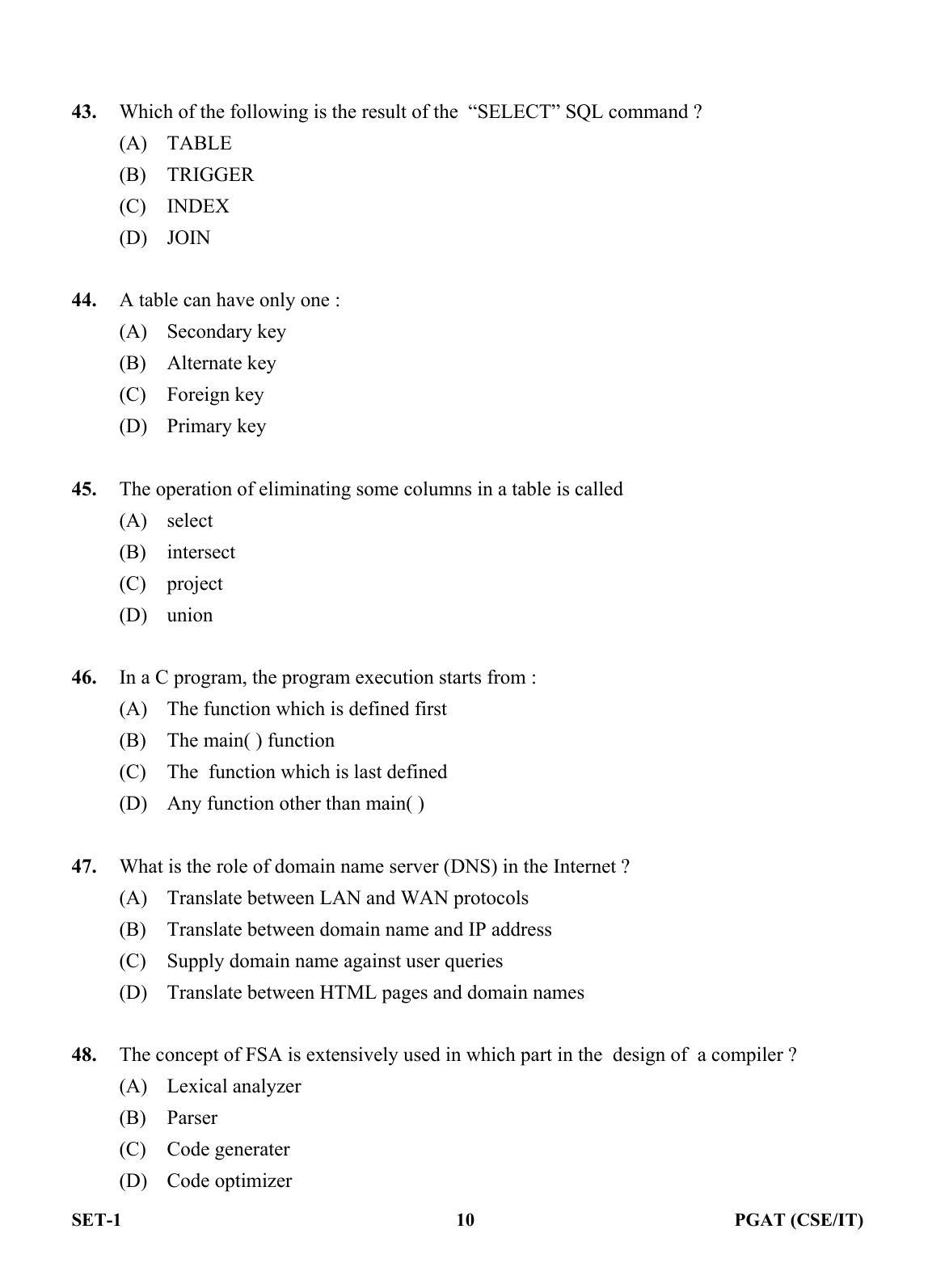 OJEE PGAT 2013 CSE IT SET 1 Question Paper - Page 9