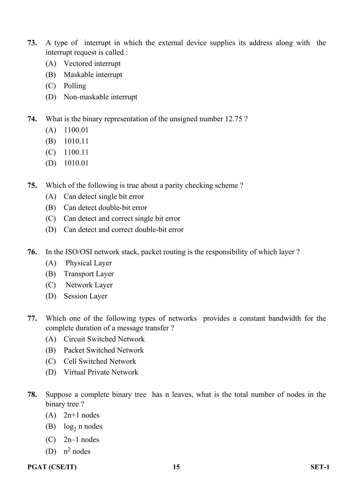 OJEE PGAT 2013 CSE IT SET 1 Question Paper - Page 14