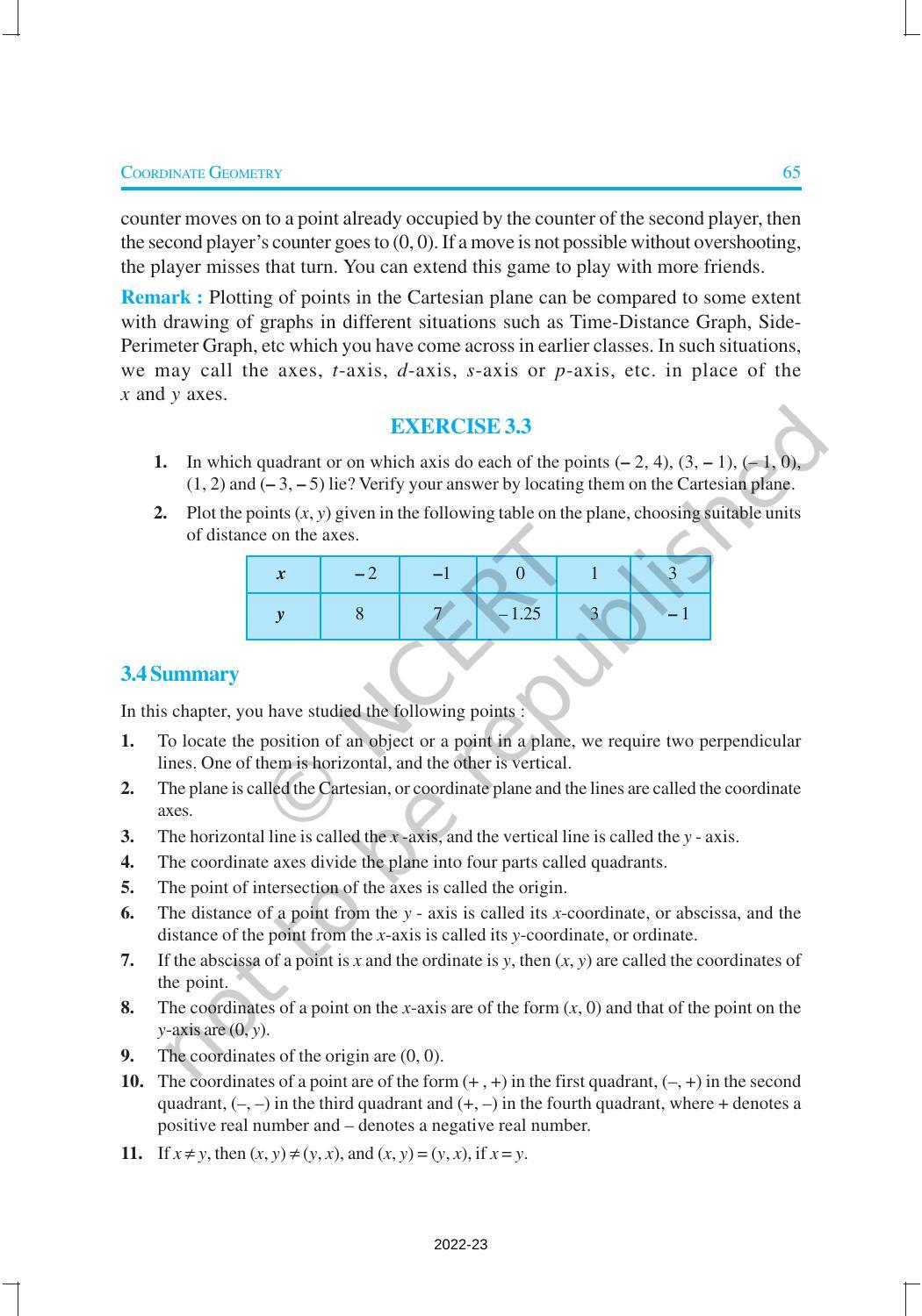 NCERT Book for Class 9 Maths Chapter 3 Coordinate Geometry - Page 15