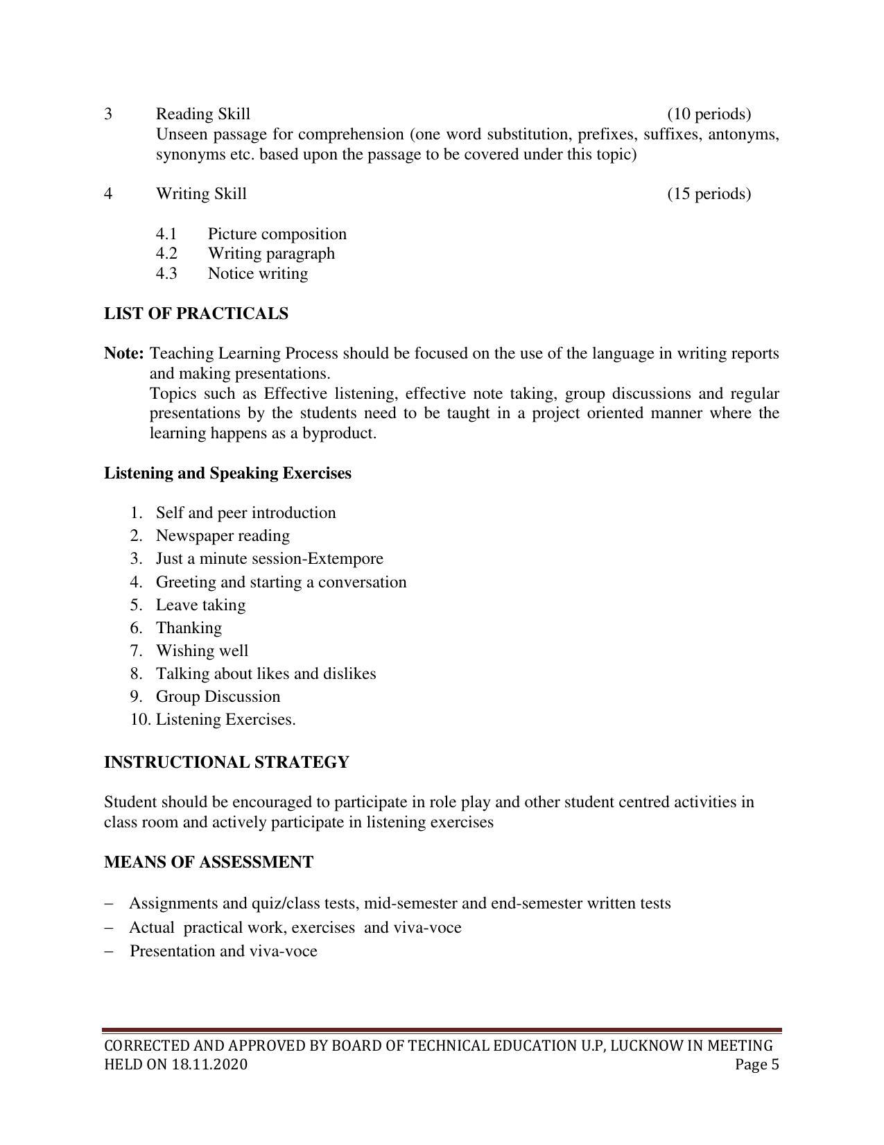 SYLLABUS FOR FIRST SEMESTER SESSION (2020-2021) - SIX SEMESTER DIPLOMA COURSE IN CHEMICAL ENGINEERING(PETROCHEMICAL) - Page 5