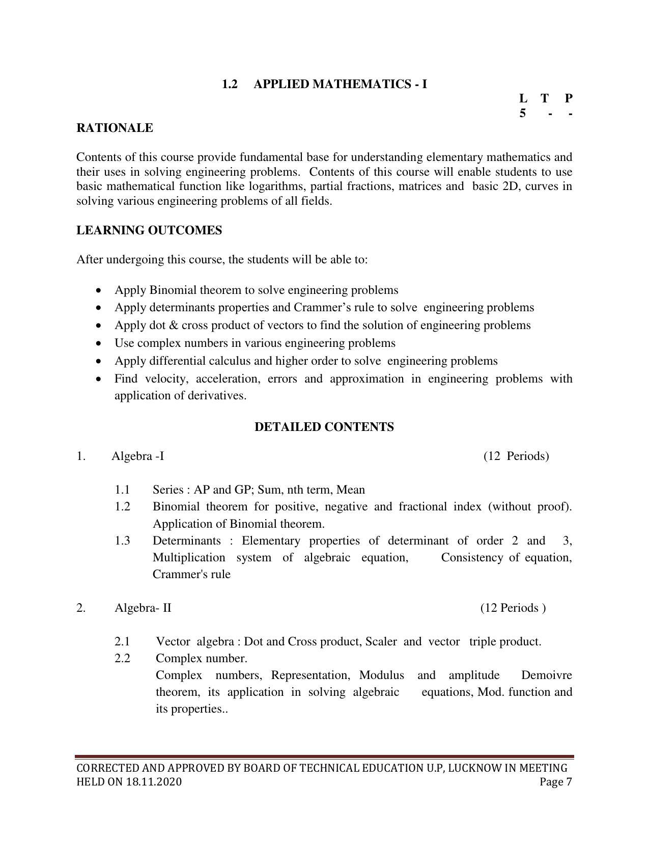 SYLLABUS FOR FIRST SEMESTER SESSION (2020-2021) - SIX SEMESTER DIPLOMA COURSE IN CHEMICAL ENGINEERING(PETROCHEMICAL) - Page 7