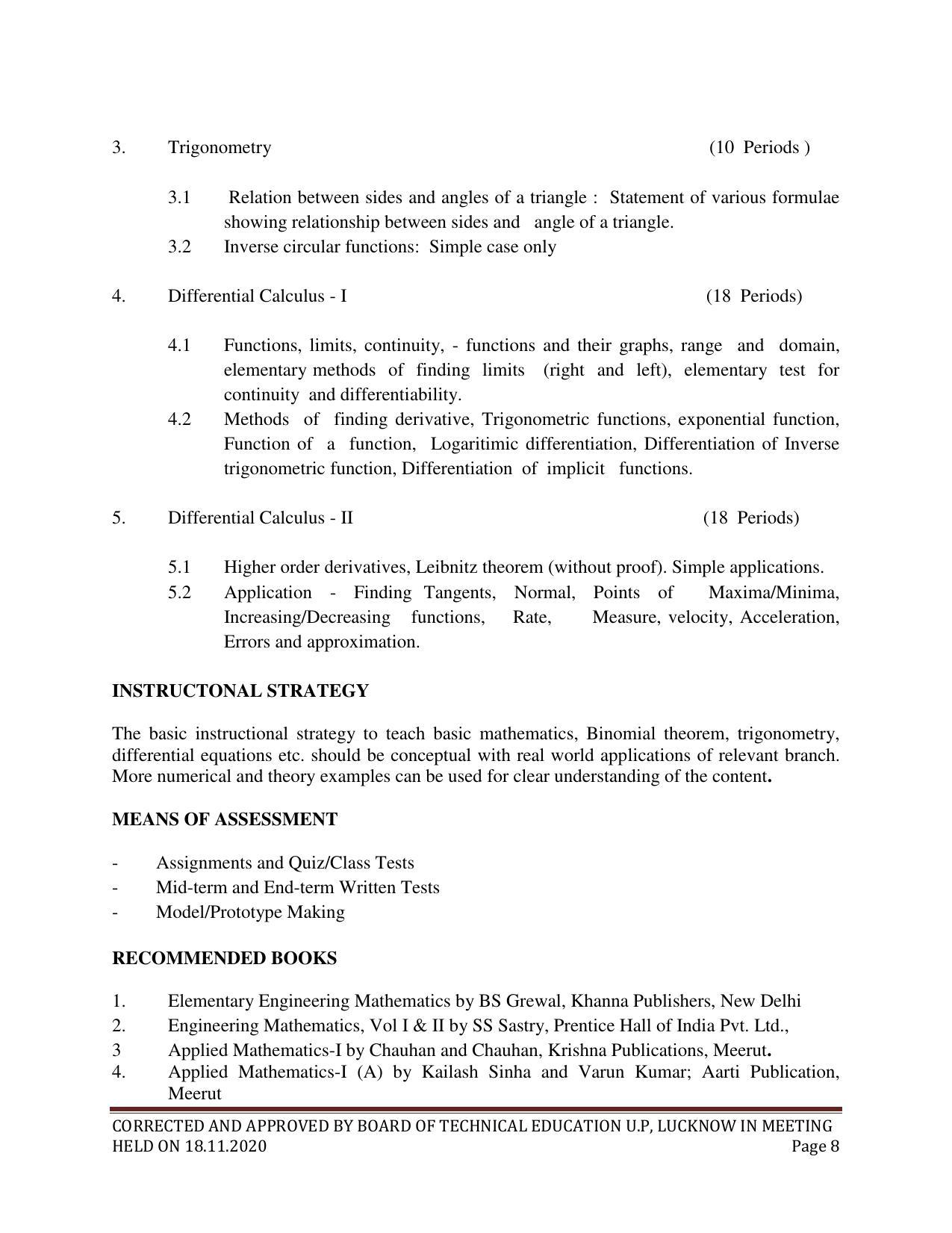 SYLLABUS FOR FIRST SEMESTER SESSION (2020-2021) - SIX SEMESTER DIPLOMA COURSE IN CHEMICAL ENGINEERING(PETROCHEMICAL) - Page 8