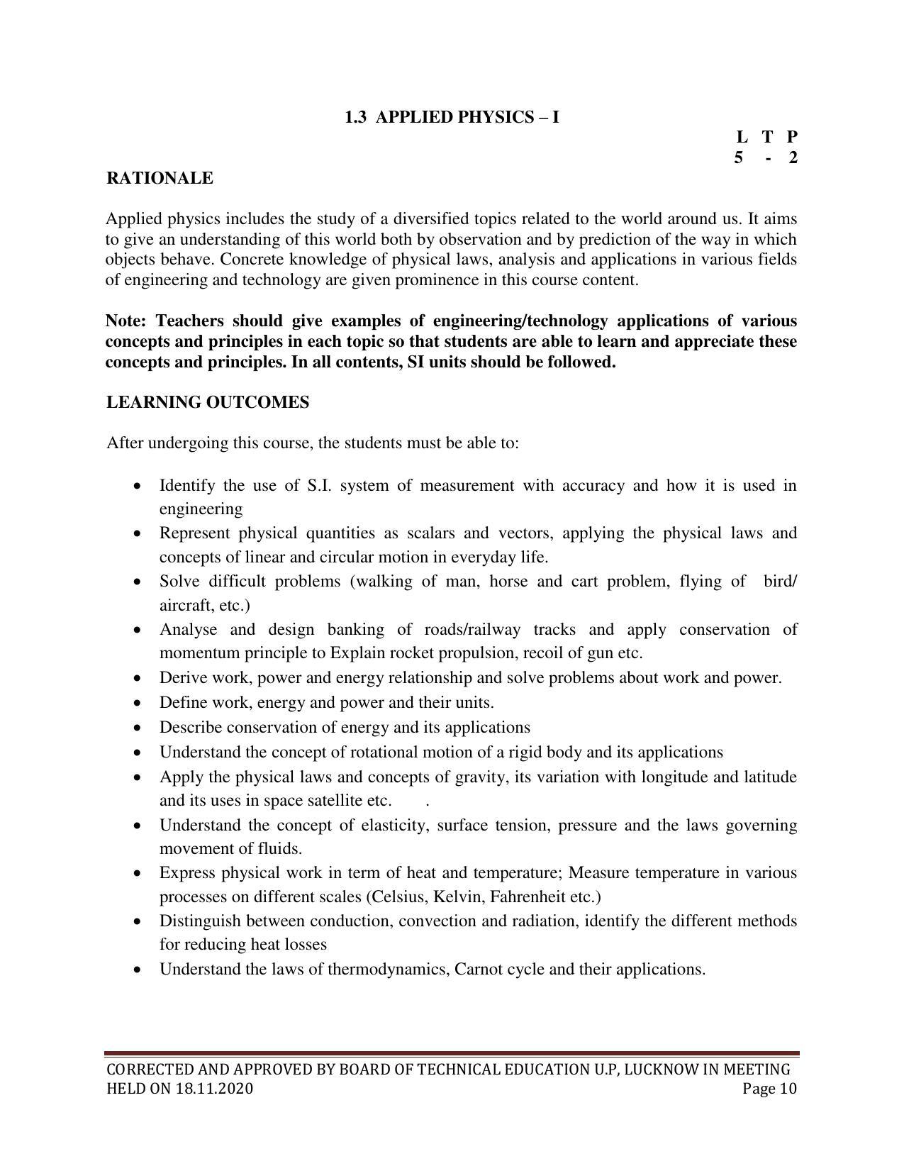 SYLLABUS FOR FIRST SEMESTER SESSION (2020-2021) - SIX SEMESTER DIPLOMA COURSE IN CHEMICAL ENGINEERING(PETROCHEMICAL) - Page 10
