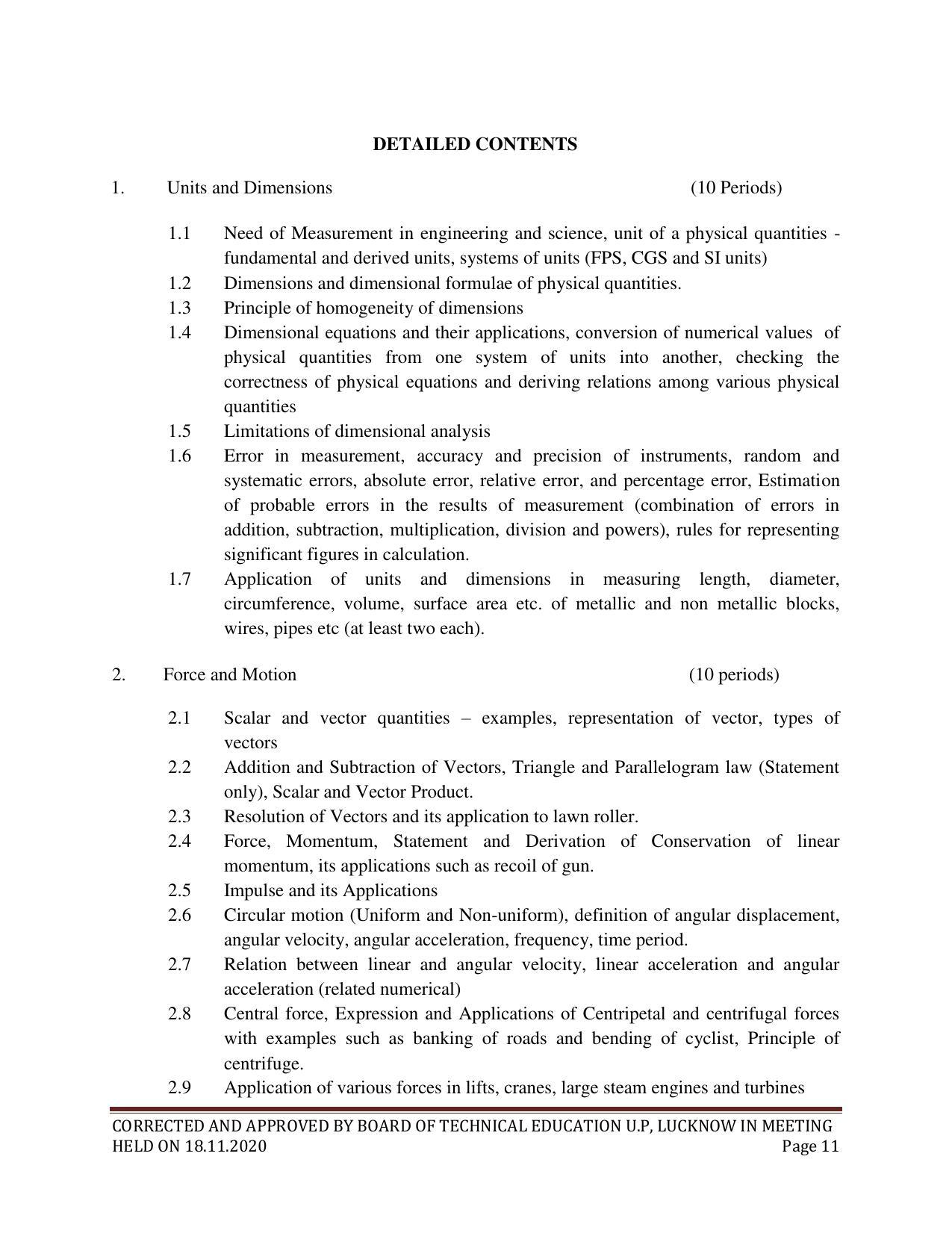 SYLLABUS FOR FIRST SEMESTER SESSION (2020-2021) - SIX SEMESTER DIPLOMA COURSE IN CHEMICAL ENGINEERING(PETROCHEMICAL) - Page 11