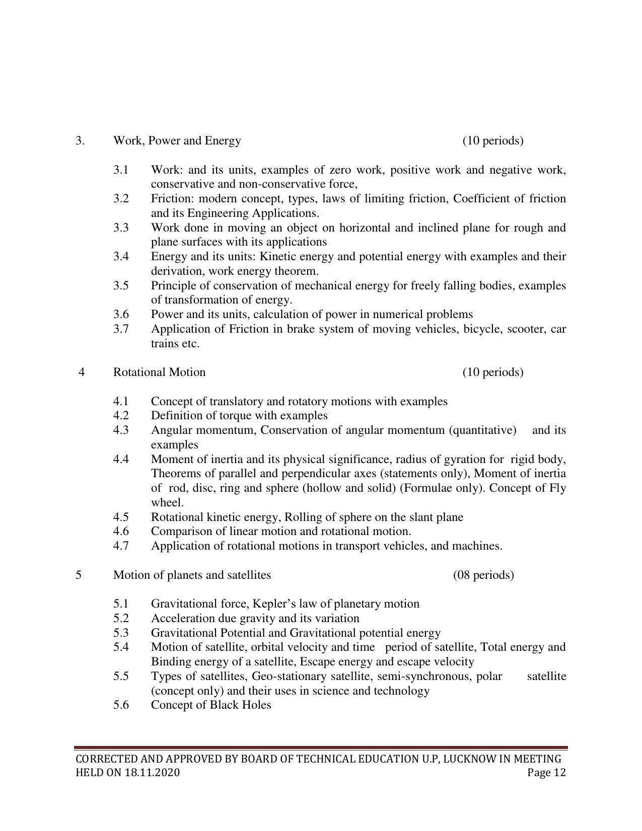 SYLLABUS FOR FIRST SEMESTER SESSION (2020-2021) - SIX SEMESTER DIPLOMA COURSE IN CHEMICAL ENGINEERING(PETROCHEMICAL) - Page 12