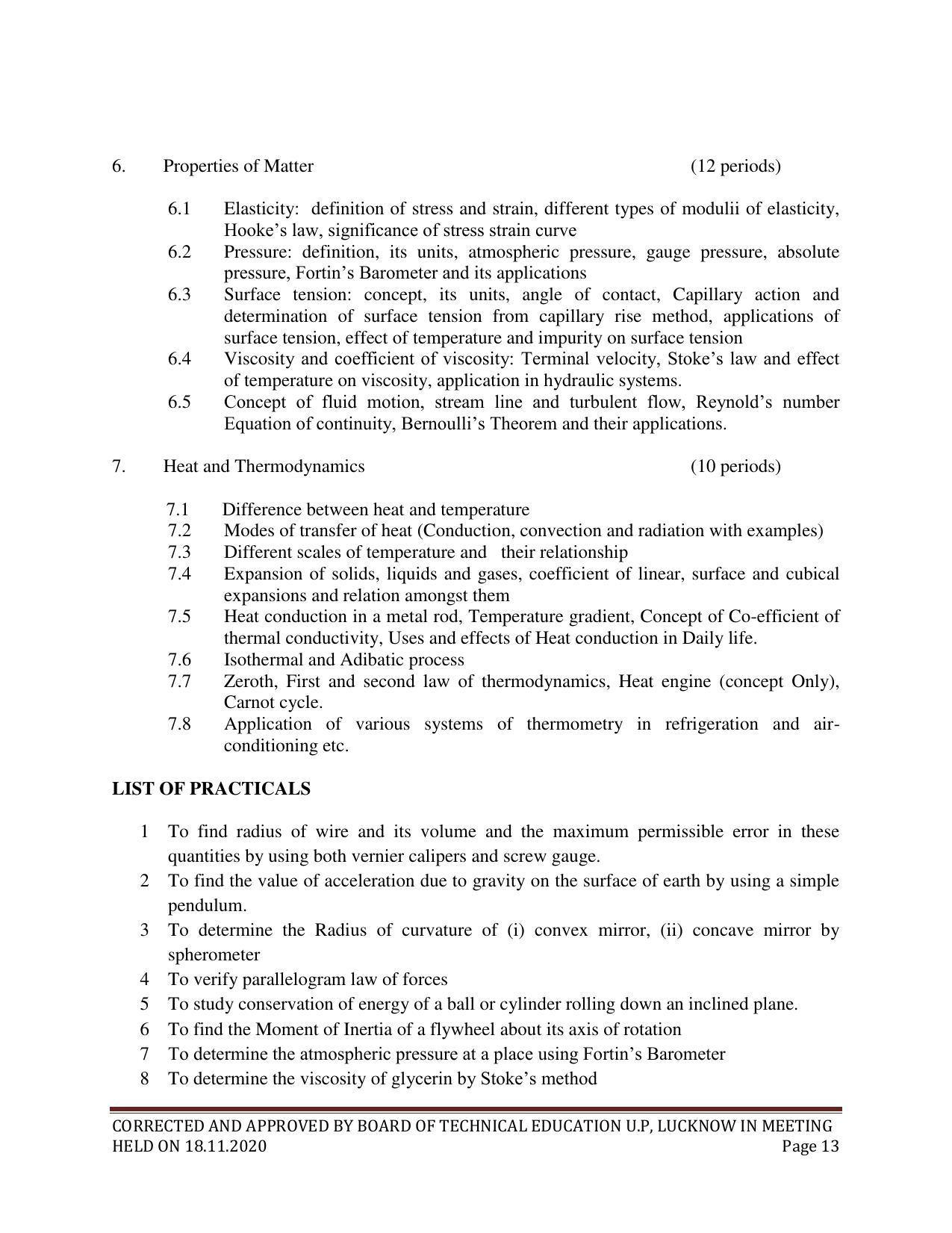 SYLLABUS FOR FIRST SEMESTER SESSION (2020-2021) - SIX SEMESTER DIPLOMA COURSE IN CHEMICAL ENGINEERING(PETROCHEMICAL) - Page 13