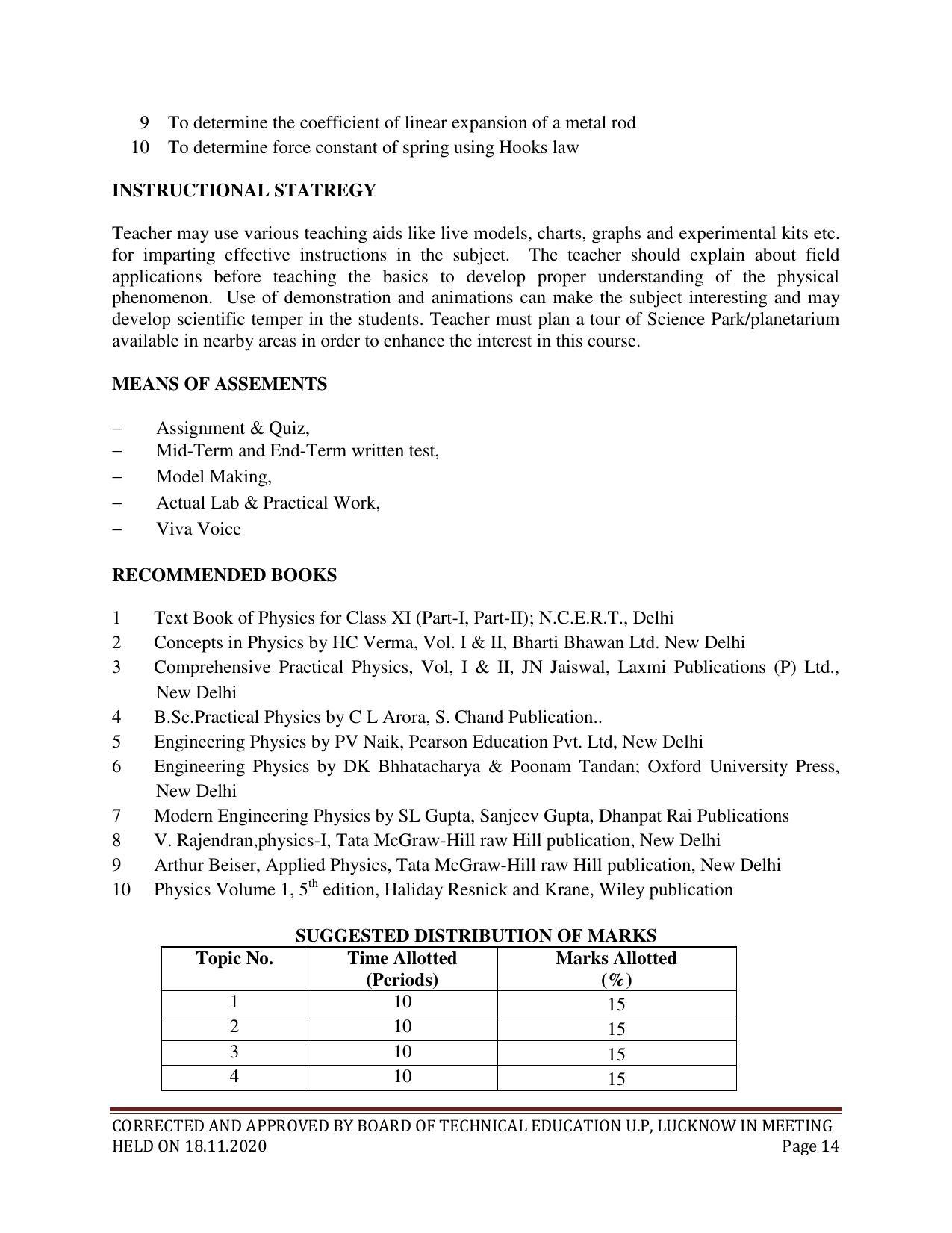 SYLLABUS FOR FIRST SEMESTER SESSION (2020-2021) - SIX SEMESTER DIPLOMA COURSE IN CHEMICAL ENGINEERING(PETROCHEMICAL) - Page 14