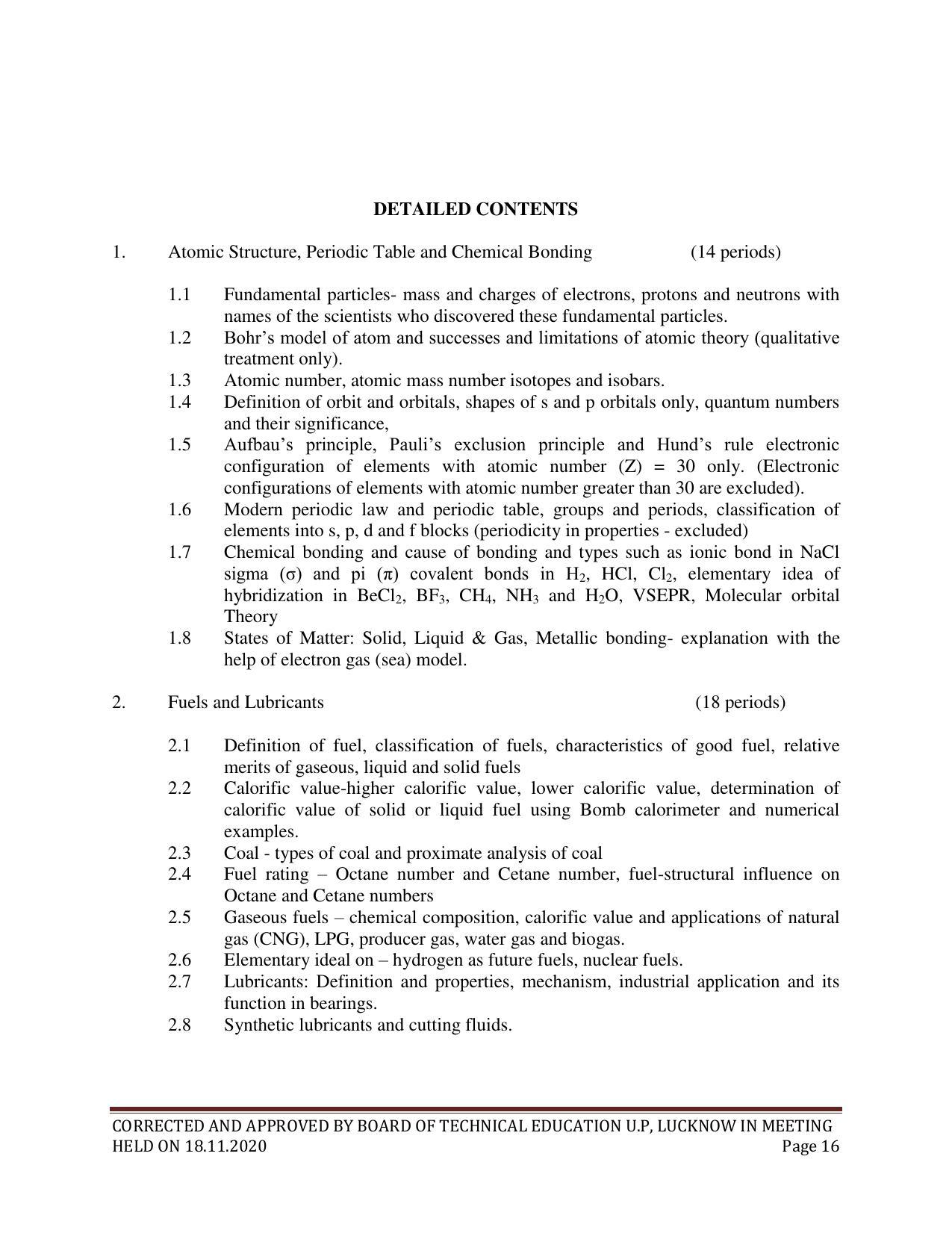 SYLLABUS FOR FIRST SEMESTER SESSION (2020-2021) - SIX SEMESTER DIPLOMA COURSE IN CHEMICAL ENGINEERING(PETROCHEMICAL) - Page 16