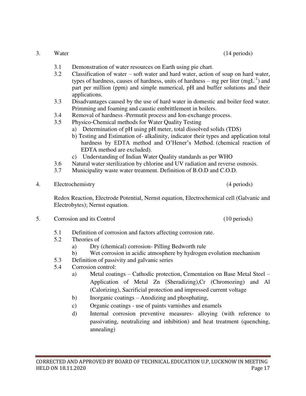 SYLLABUS FOR FIRST SEMESTER SESSION (2020-2021) - SIX SEMESTER DIPLOMA COURSE IN CHEMICAL ENGINEERING(PETROCHEMICAL) - Page 17