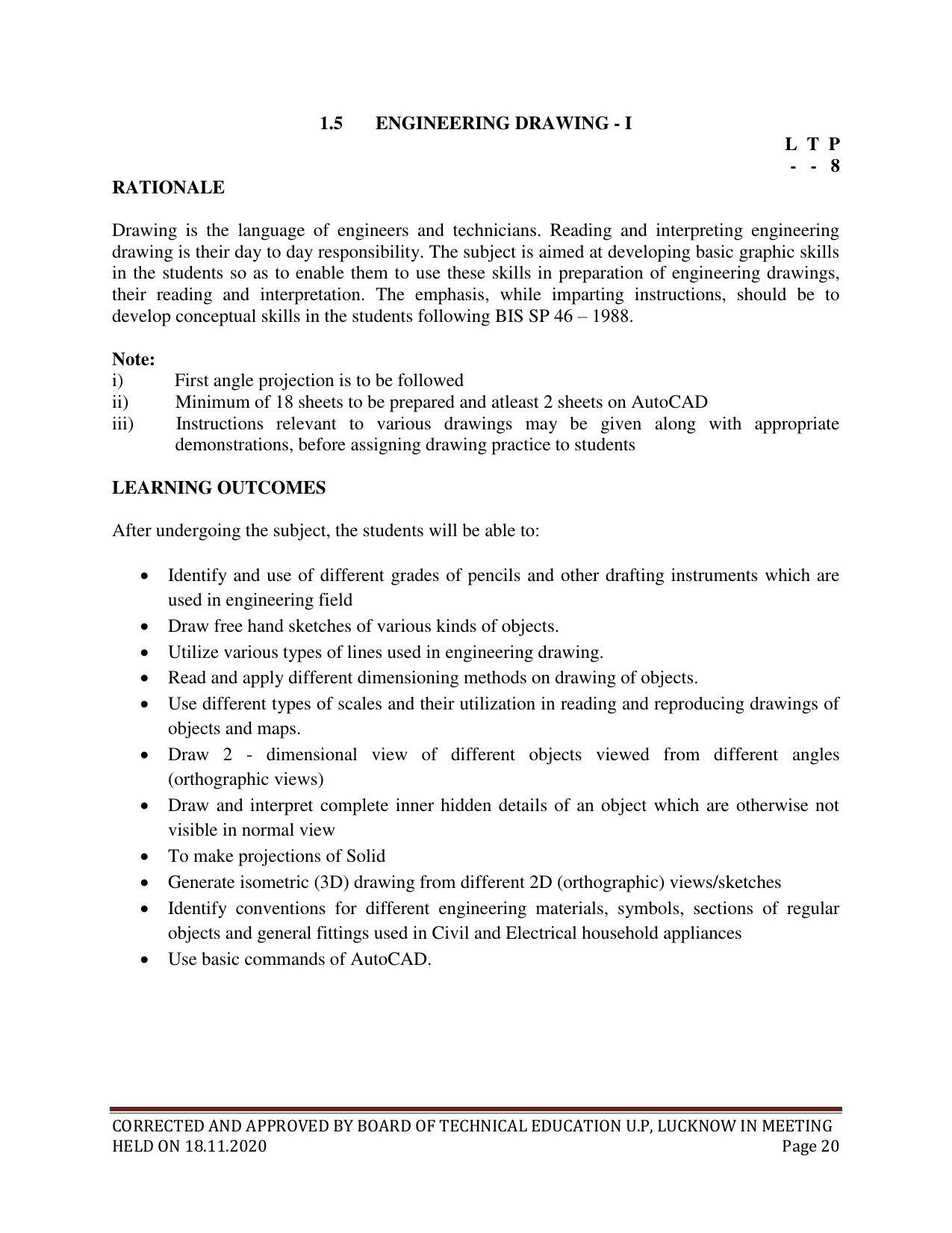SYLLABUS FOR FIRST SEMESTER SESSION (2020-2021) - SIX SEMESTER DIPLOMA COURSE IN CHEMICAL ENGINEERING(PETROCHEMICAL) - Page 20