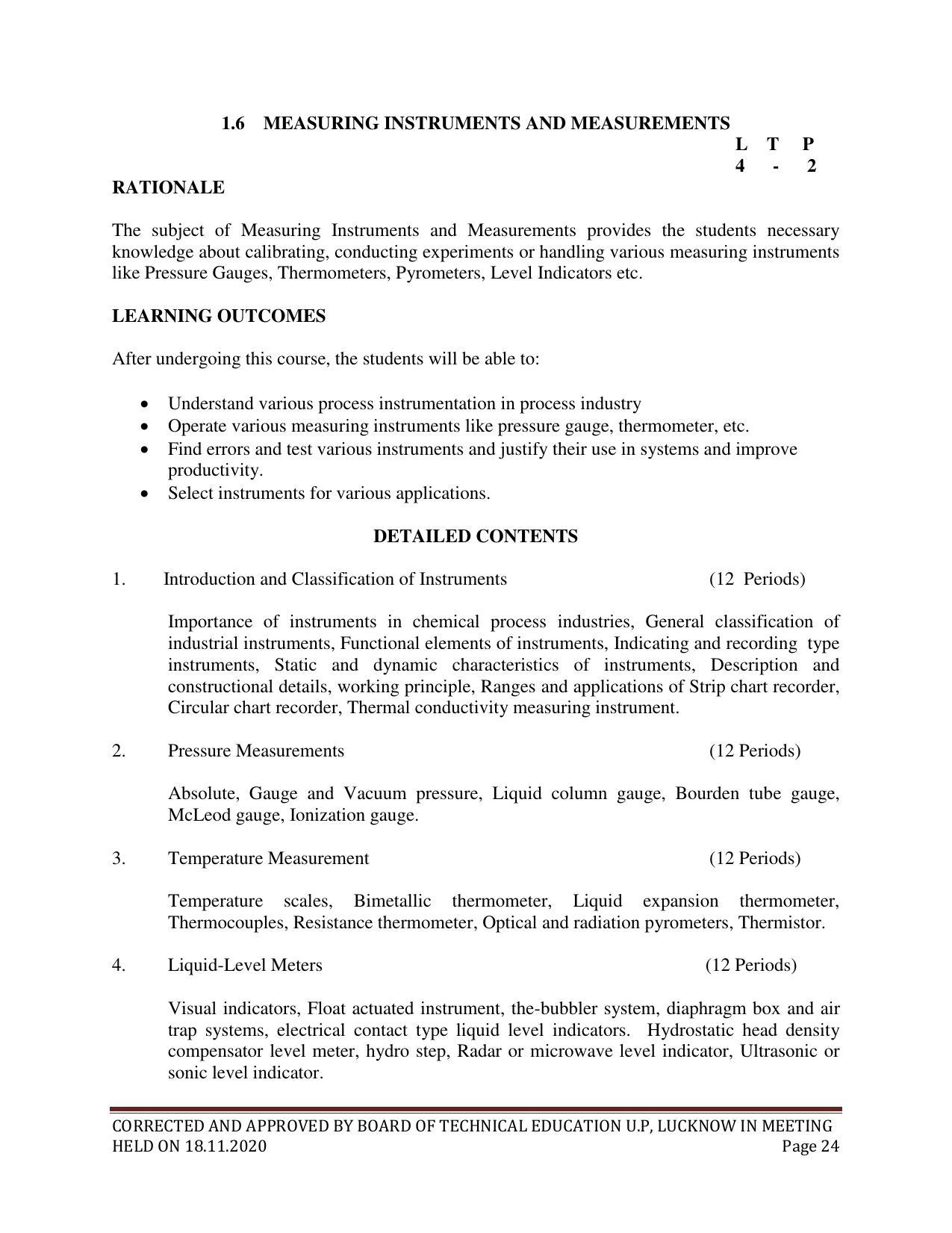 SYLLABUS FOR FIRST SEMESTER SESSION (2020-2021) - SIX SEMESTER DIPLOMA COURSE IN CHEMICAL ENGINEERING(PETROCHEMICAL) - Page 24