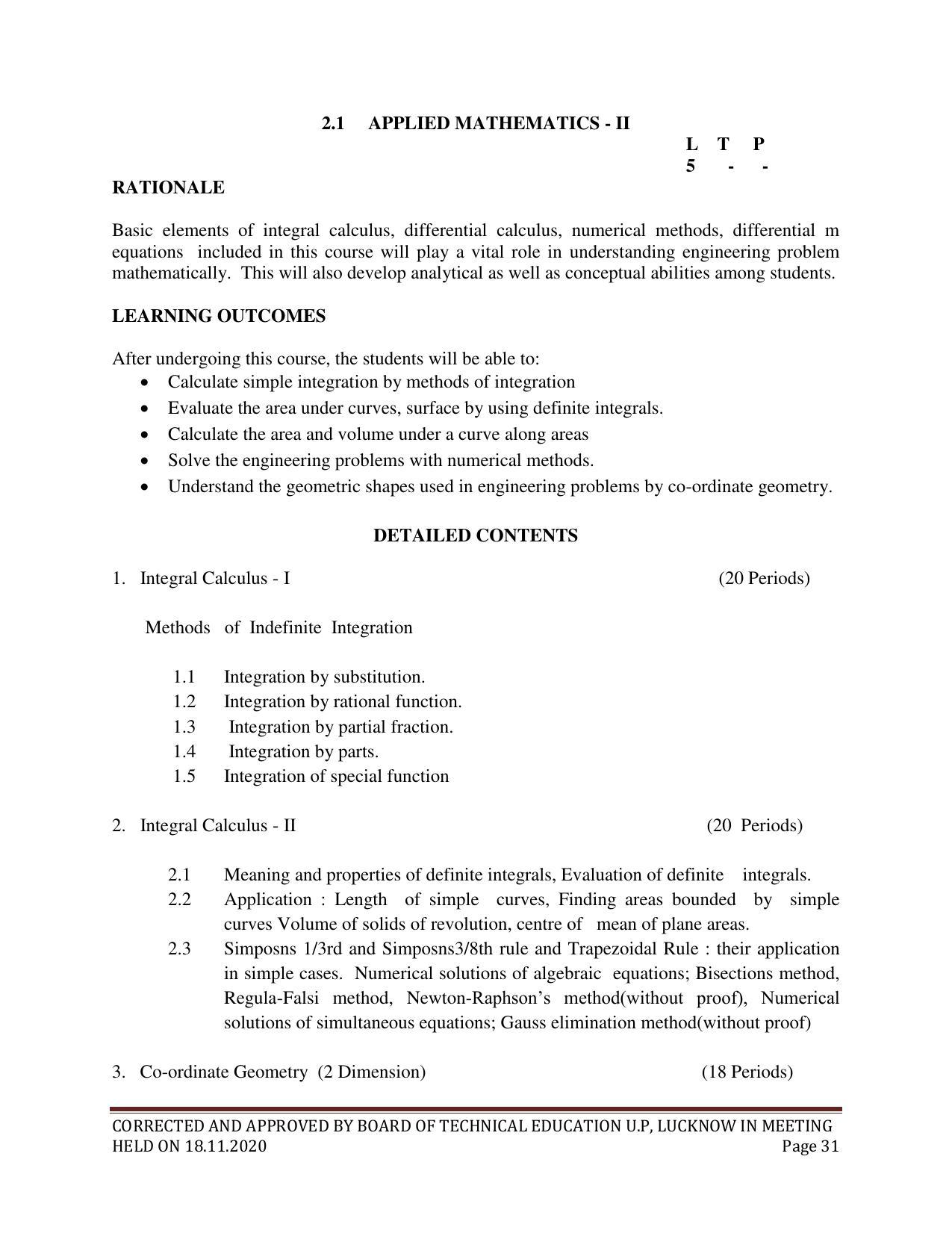 SYLLABUS FOR FIRST SEMESTER SESSION (2020-2021) - SIX SEMESTER DIPLOMA COURSE IN CHEMICAL ENGINEERING(PETROCHEMICAL) - Page 31