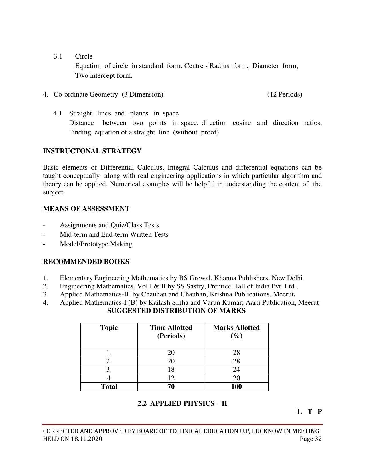SYLLABUS FOR FIRST SEMESTER SESSION (2020-2021) - SIX SEMESTER DIPLOMA COURSE IN CHEMICAL ENGINEERING(PETROCHEMICAL) - Page 32