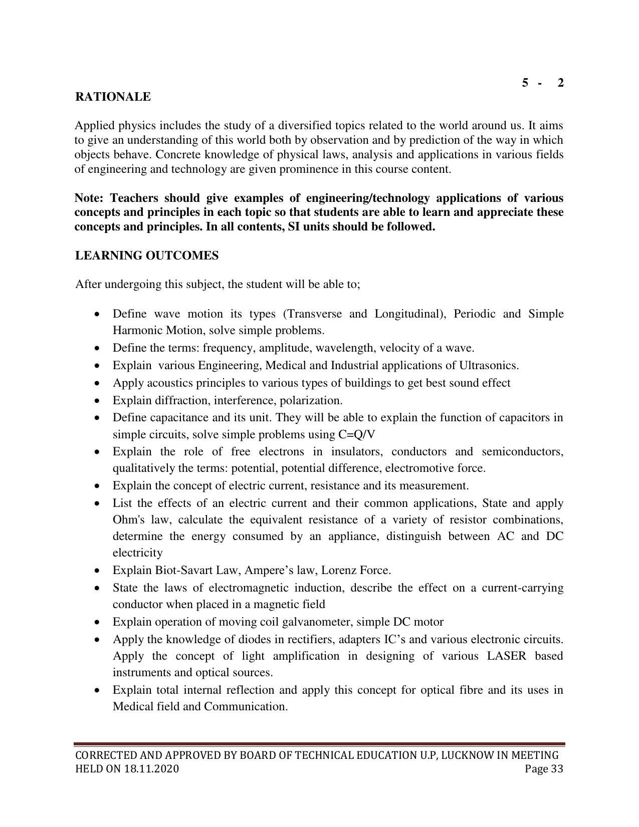SYLLABUS FOR FIRST SEMESTER SESSION (2020-2021) - SIX SEMESTER DIPLOMA COURSE IN CHEMICAL ENGINEERING(PETROCHEMICAL) - Page 33