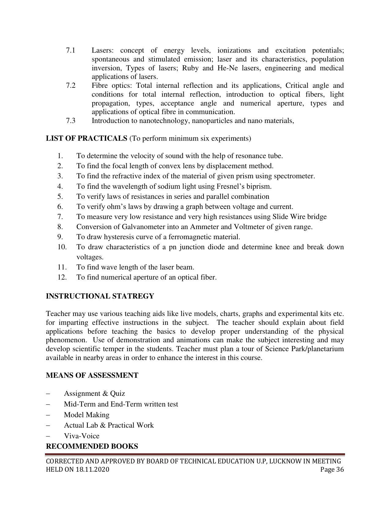 SYLLABUS FOR FIRST SEMESTER SESSION (2020-2021) - SIX SEMESTER DIPLOMA COURSE IN CHEMICAL ENGINEERING(PETROCHEMICAL) - Page 36
