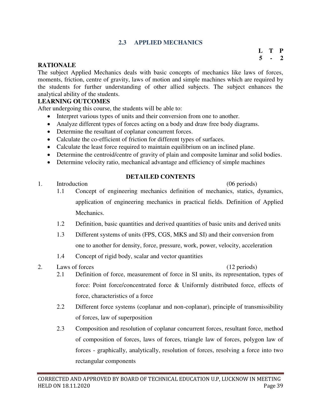 SYLLABUS FOR FIRST SEMESTER SESSION (2020-2021) - SIX SEMESTER DIPLOMA COURSE IN CHEMICAL ENGINEERING(PETROCHEMICAL) - Page 39