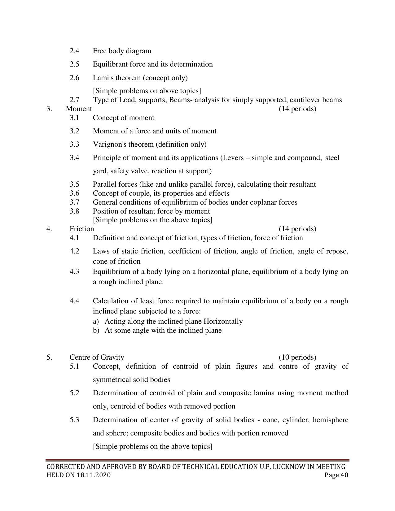 SYLLABUS FOR FIRST SEMESTER SESSION (2020-2021) - SIX SEMESTER DIPLOMA COURSE IN CHEMICAL ENGINEERING(PETROCHEMICAL) - Page 40