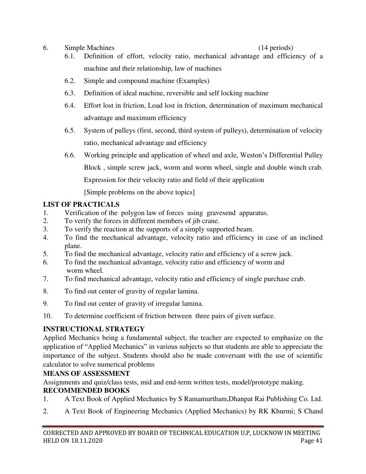 SYLLABUS FOR FIRST SEMESTER SESSION (2020-2021) - SIX SEMESTER DIPLOMA COURSE IN CHEMICAL ENGINEERING(PETROCHEMICAL) - Page 41