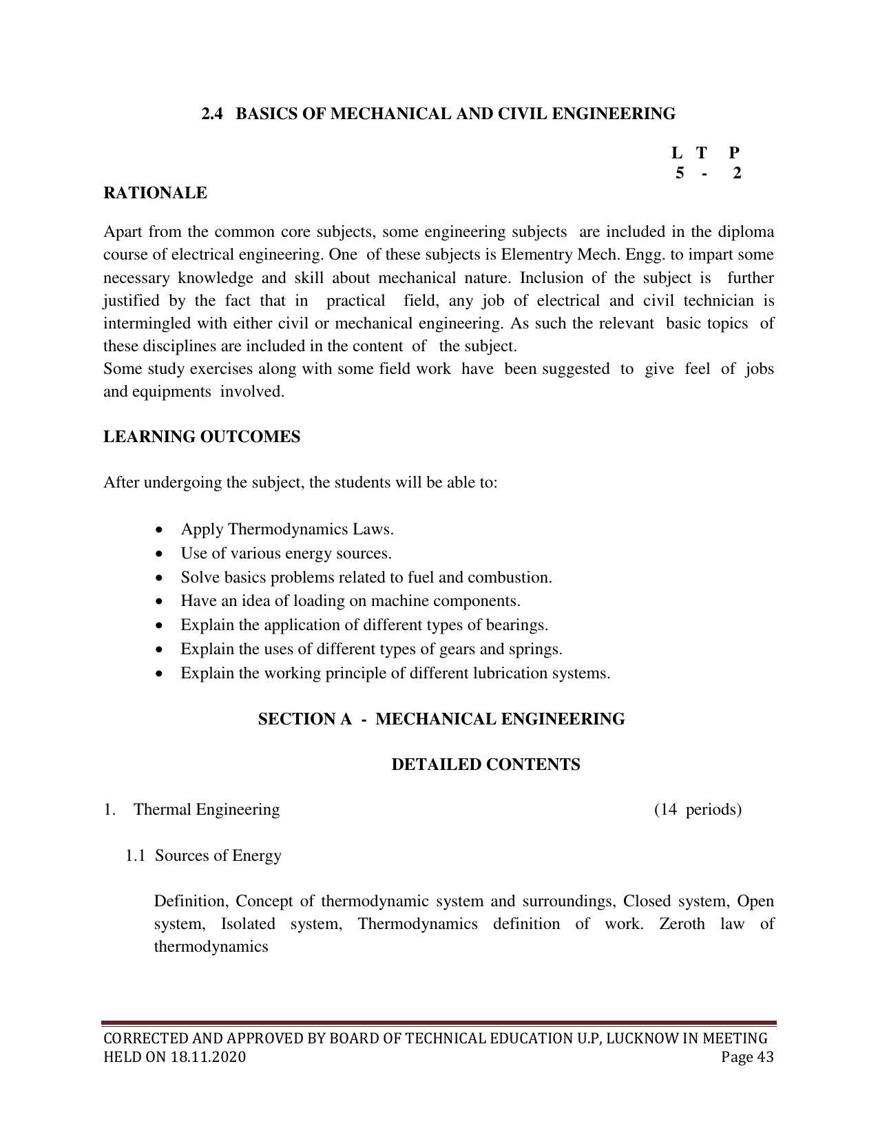 SYLLABUS FOR FIRST SEMESTER SESSION (2020-2021) - SIX SEMESTER DIPLOMA COURSE IN CHEMICAL ENGINEERING(PETROCHEMICAL) - Page 43