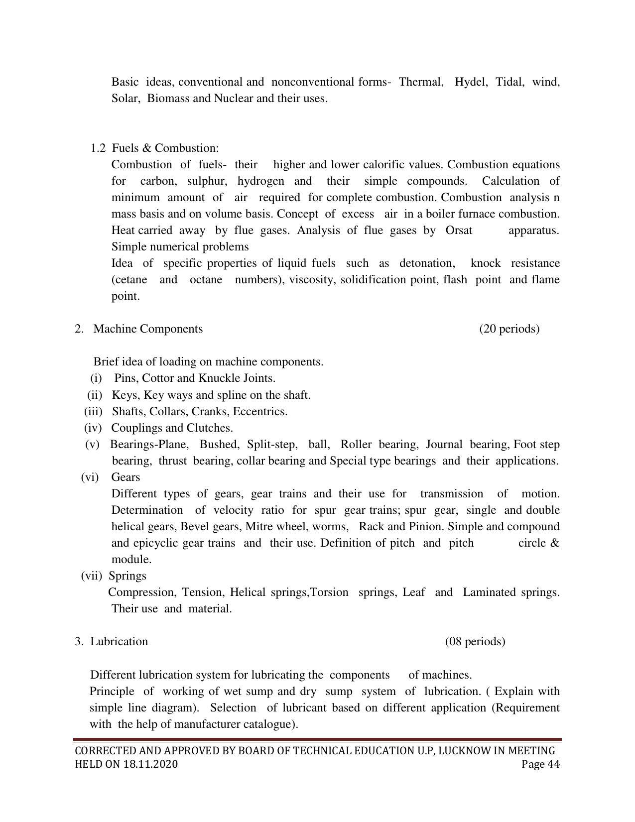 SYLLABUS FOR FIRST SEMESTER SESSION (2020-2021) - SIX SEMESTER DIPLOMA COURSE IN CHEMICAL ENGINEERING(PETROCHEMICAL) - Page 44