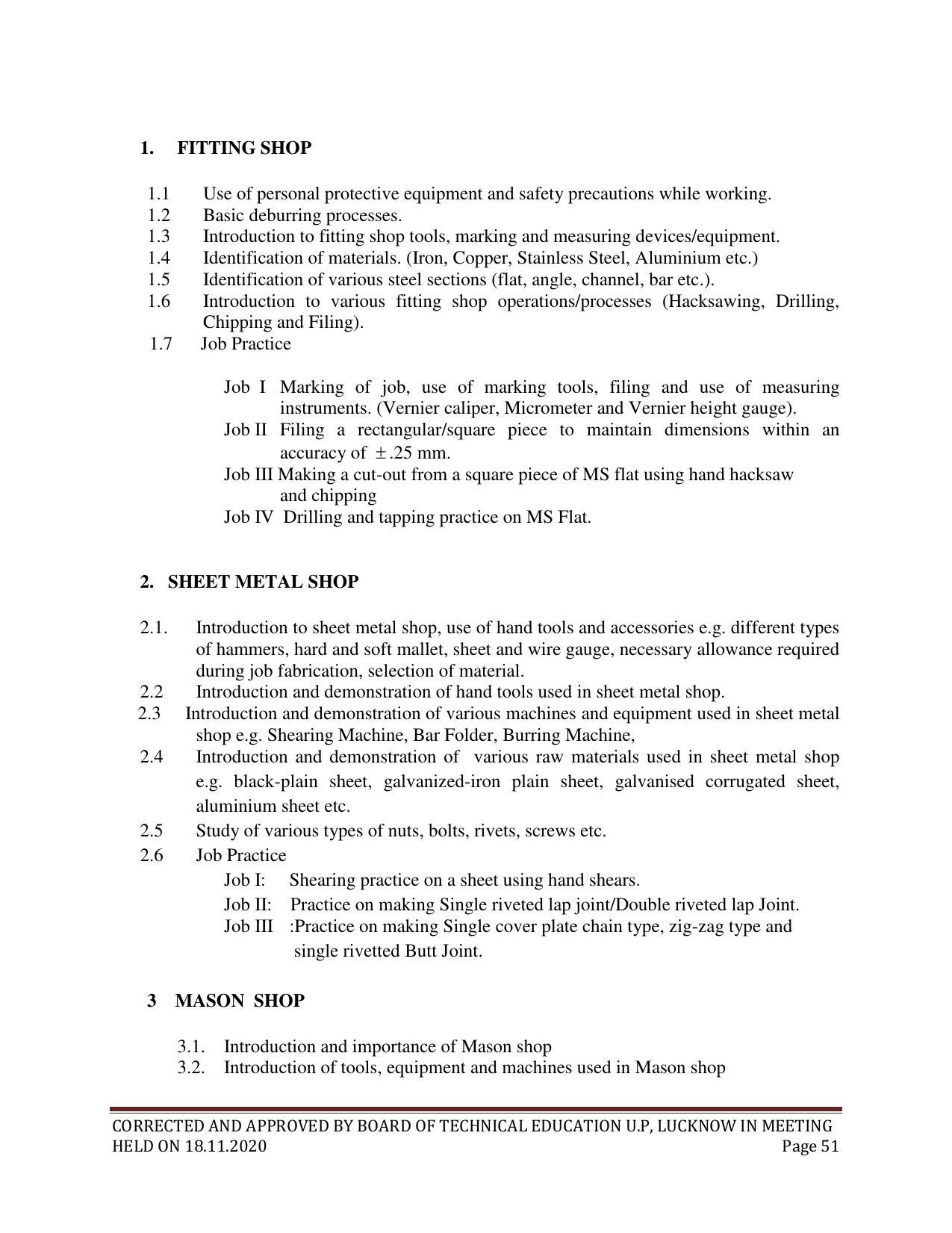SYLLABUS FOR FIRST SEMESTER SESSION (2020-2021) - SIX SEMESTER DIPLOMA COURSE IN CHEMICAL ENGINEERING(PETROCHEMICAL) - Page 51
