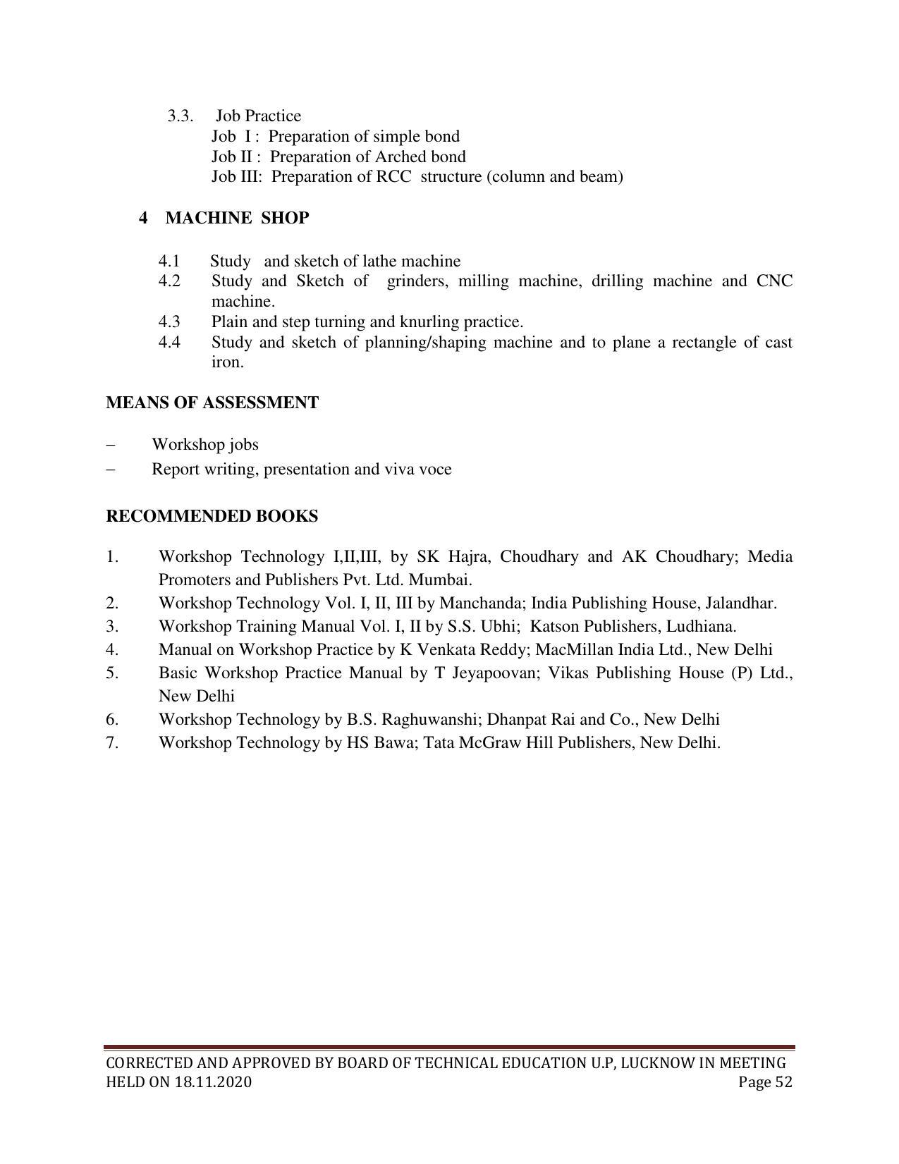 SYLLABUS FOR FIRST SEMESTER SESSION (2020-2021) - SIX SEMESTER DIPLOMA COURSE IN CHEMICAL ENGINEERING(PETROCHEMICAL) - Page 52