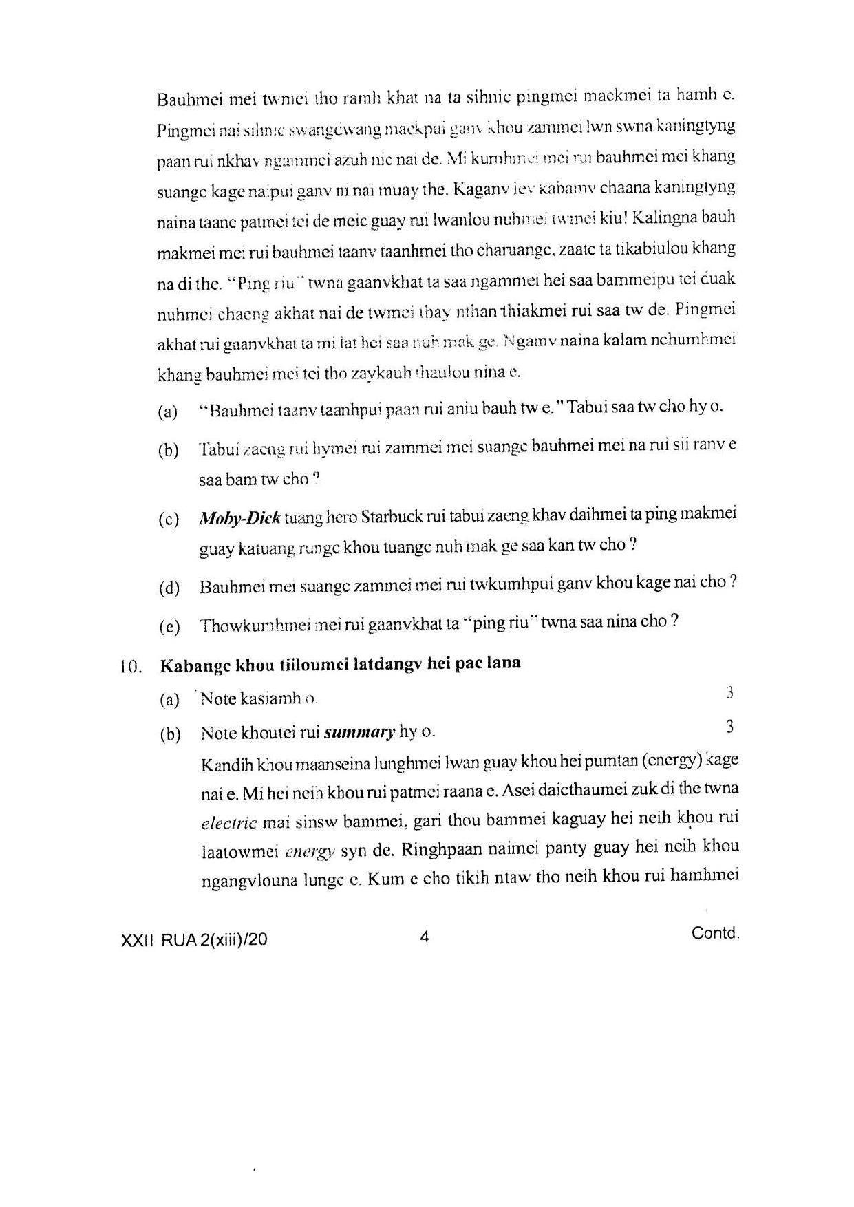 COHSEM Class 12 Ruangmei Question Papers 2020 - Page 4