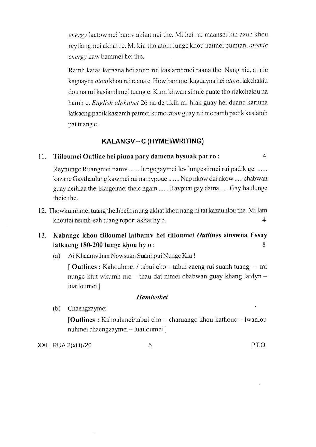 COHSEM Class 12 Ruangmei Question Papers 2020 - Page 5