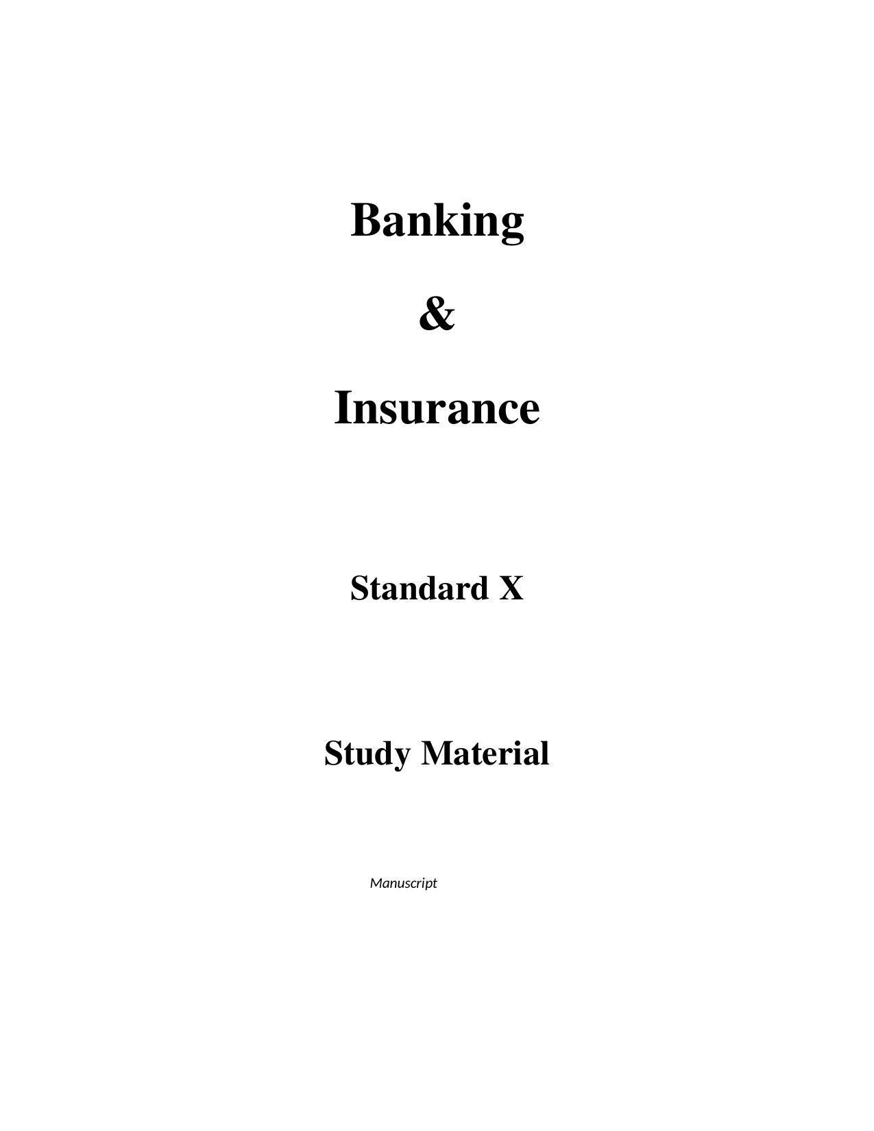 NCERT Class X Banking and Insurance (CBSE) Book - Page 1