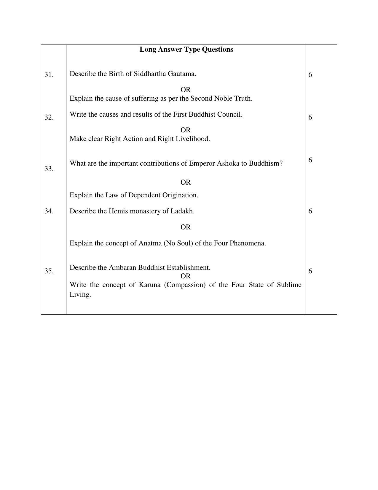 JKBOSE Class 11 Buddhist Studies Model Question Paper 2023 - Page 3