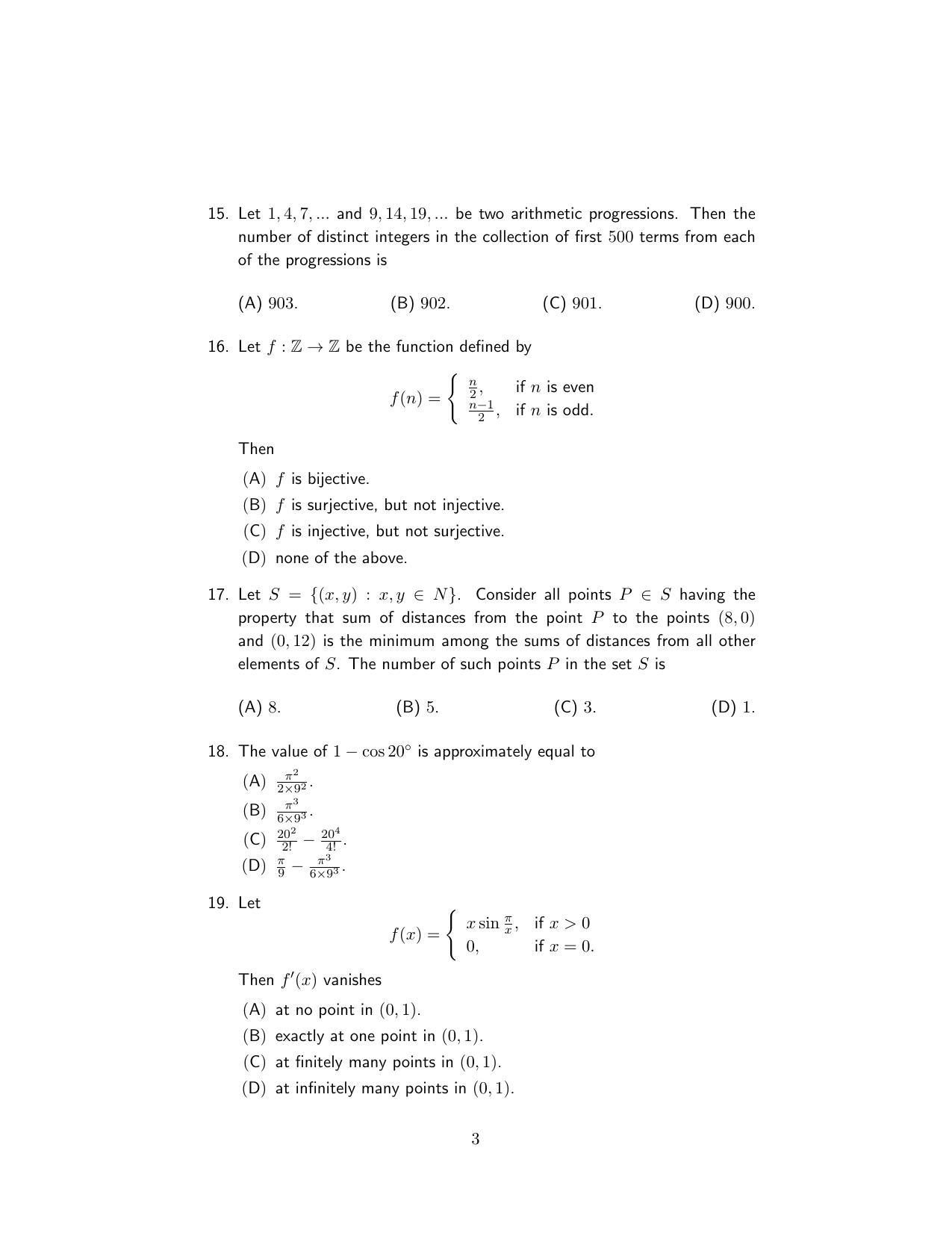 ISI Admission Test PG Diploma in Statistical Methods and Analytics DST 2018 Sample Paper - Page 3