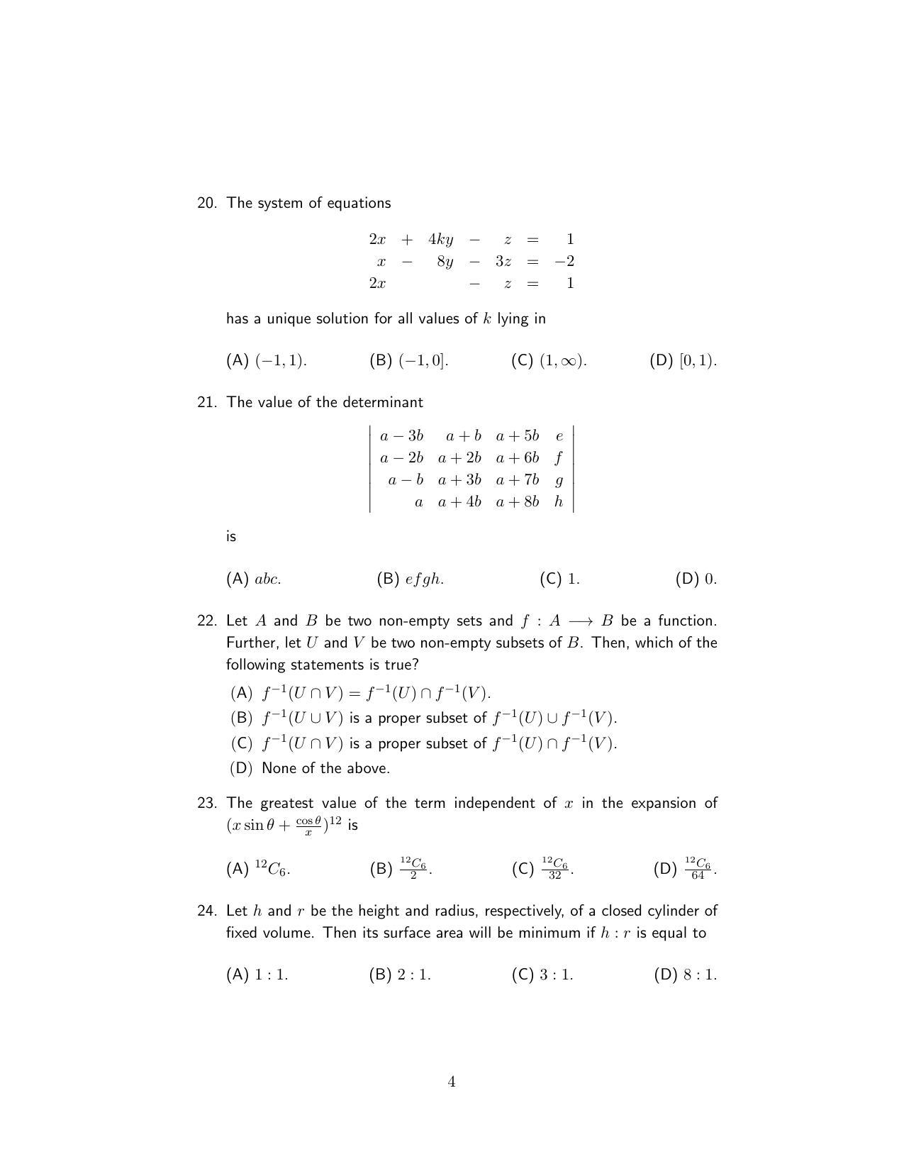 ISI Admission Test PG Diploma in Statistical Methods and Analytics DST 2018 Sample Paper - Page 4