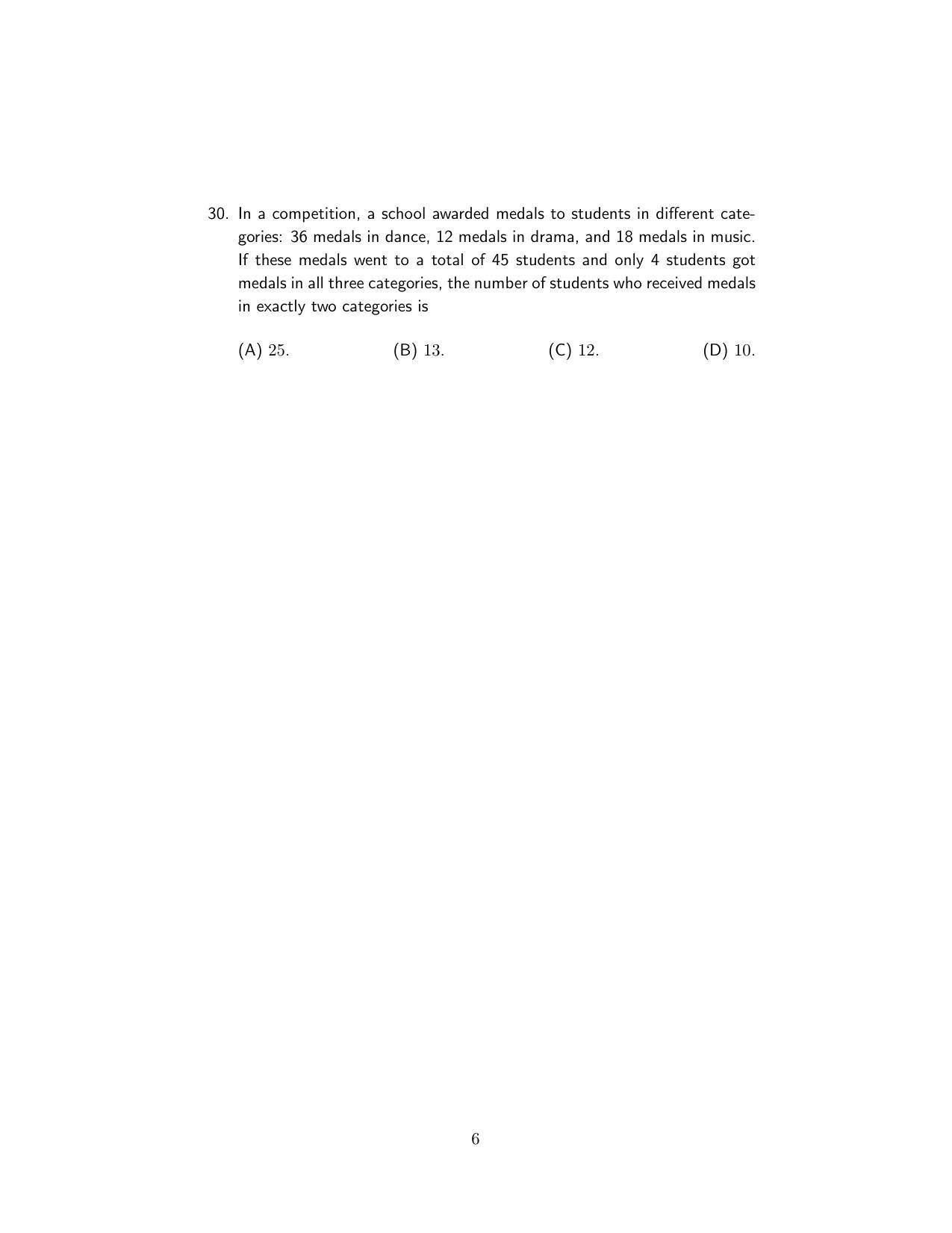ISI Admission Test PG Diploma in Statistical Methods and Analytics DST 2018 Sample Paper - Page 6