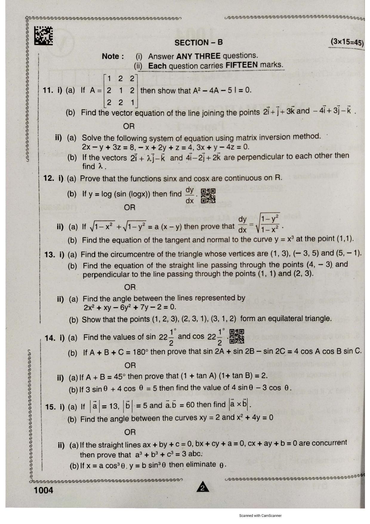 AP Intermediate 2nd Year Vocational Question Paper September-2021- Mathematics(BridgeCourse)-I(1004) - Page 2