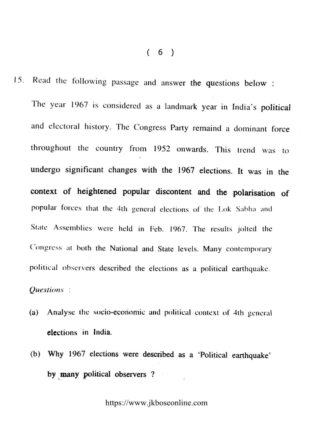 JKBOSE Class 12 Political-Science 5018-C Question Papers 2021 - Page 6