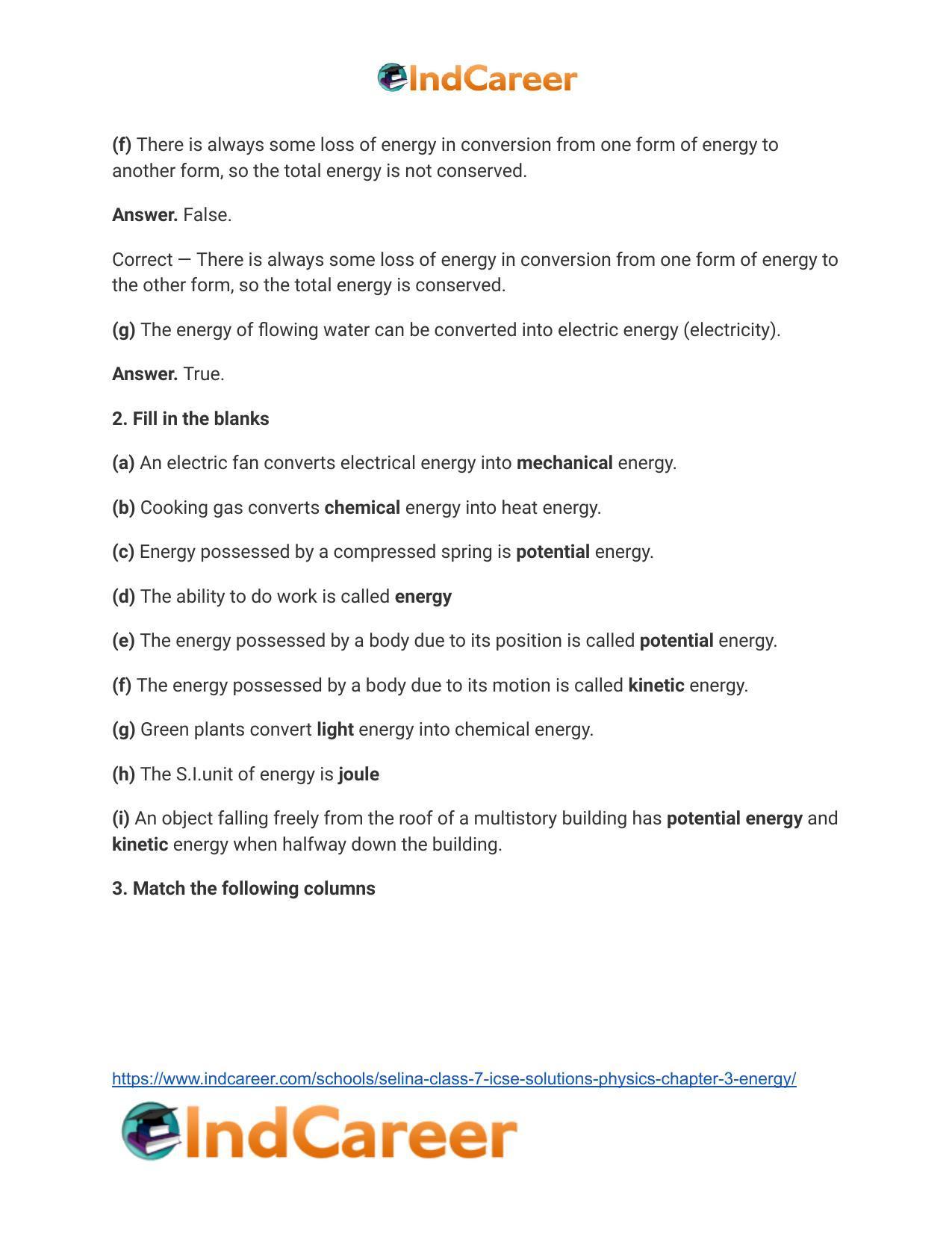 Selina Class 7 ICSE Solutions Physics : Chapter 3- Energy - Page 3