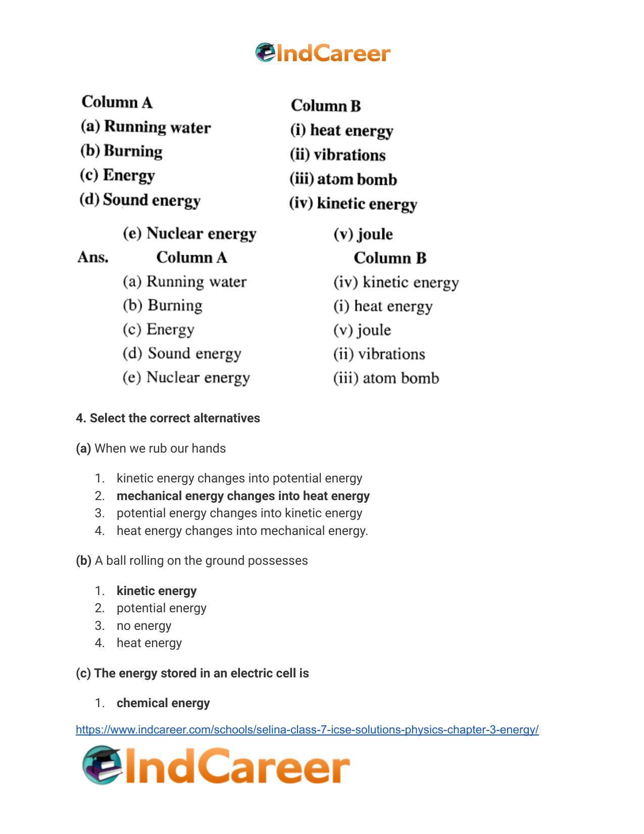Selina Class 7 ICSE Solutions Physics : Chapter 3- Energy - Page 4