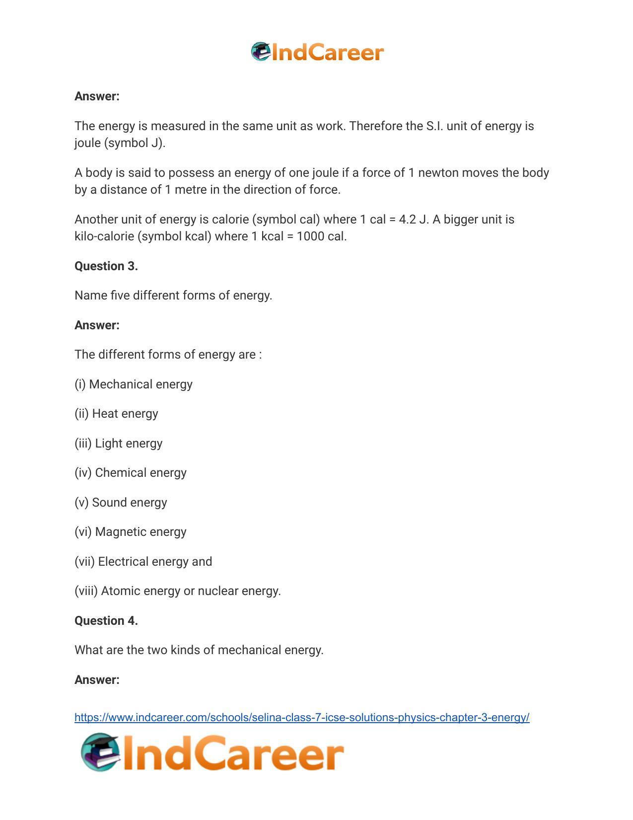 Selina Class 7 ICSE Solutions Physics : Chapter 3- Energy - Page 6